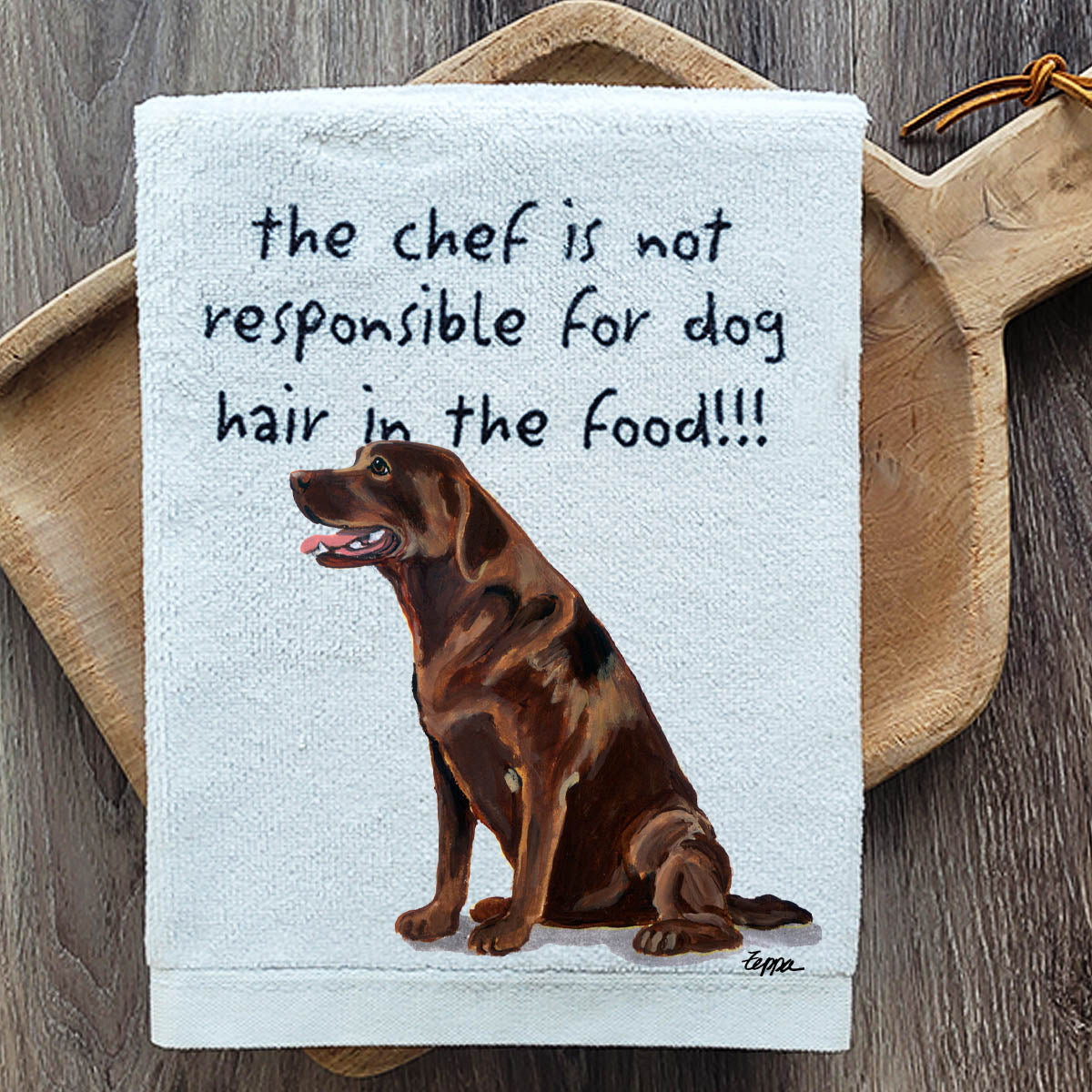 Pawsitively Adorable Chocolate Lab Sitting Kitchen Towel