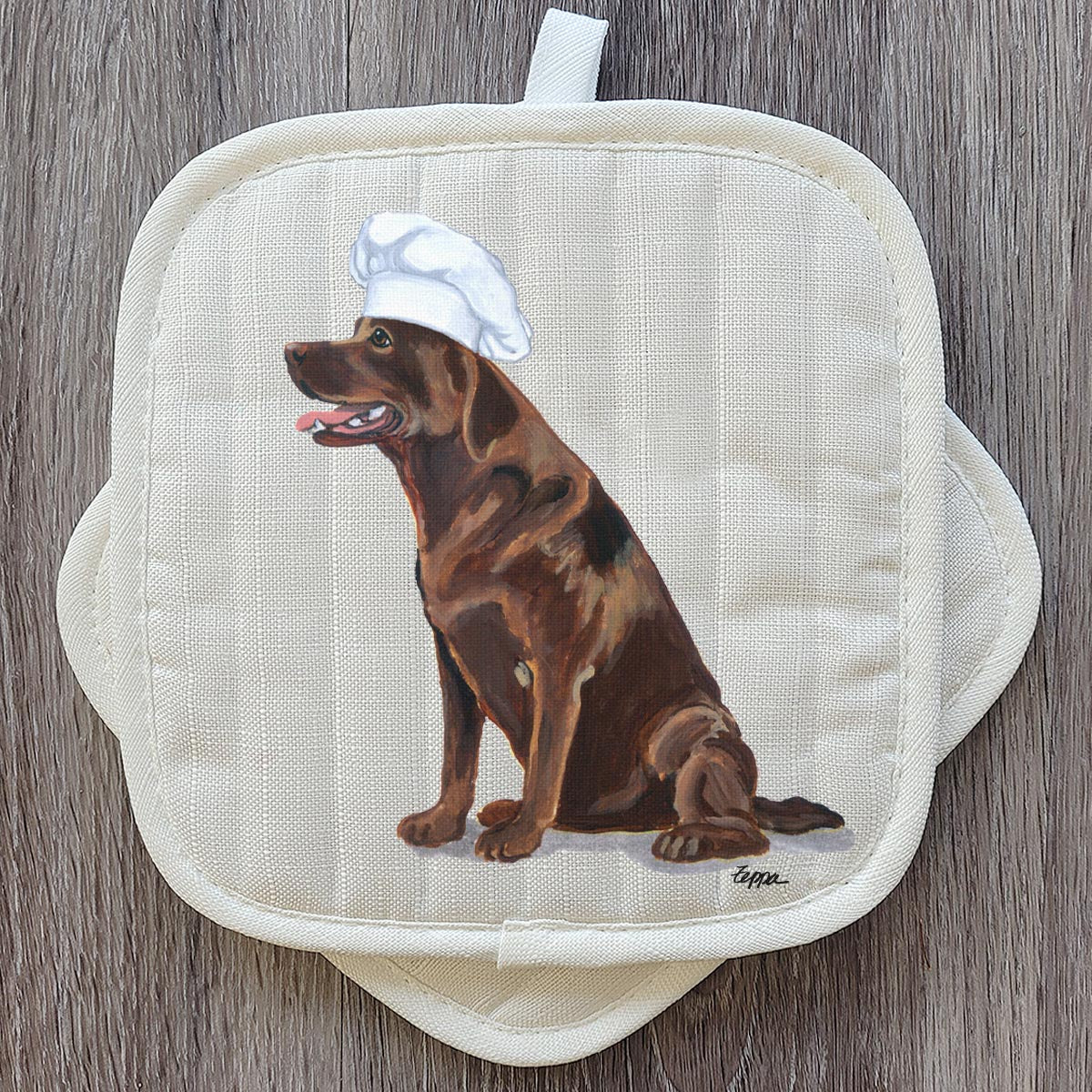 Chocolate Lab Sitting Pot holder set