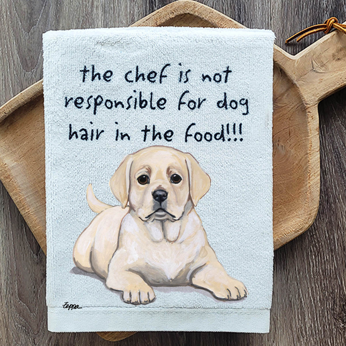 Pawsitively Adorable Yellow Lab Puppy Kitchen Towel