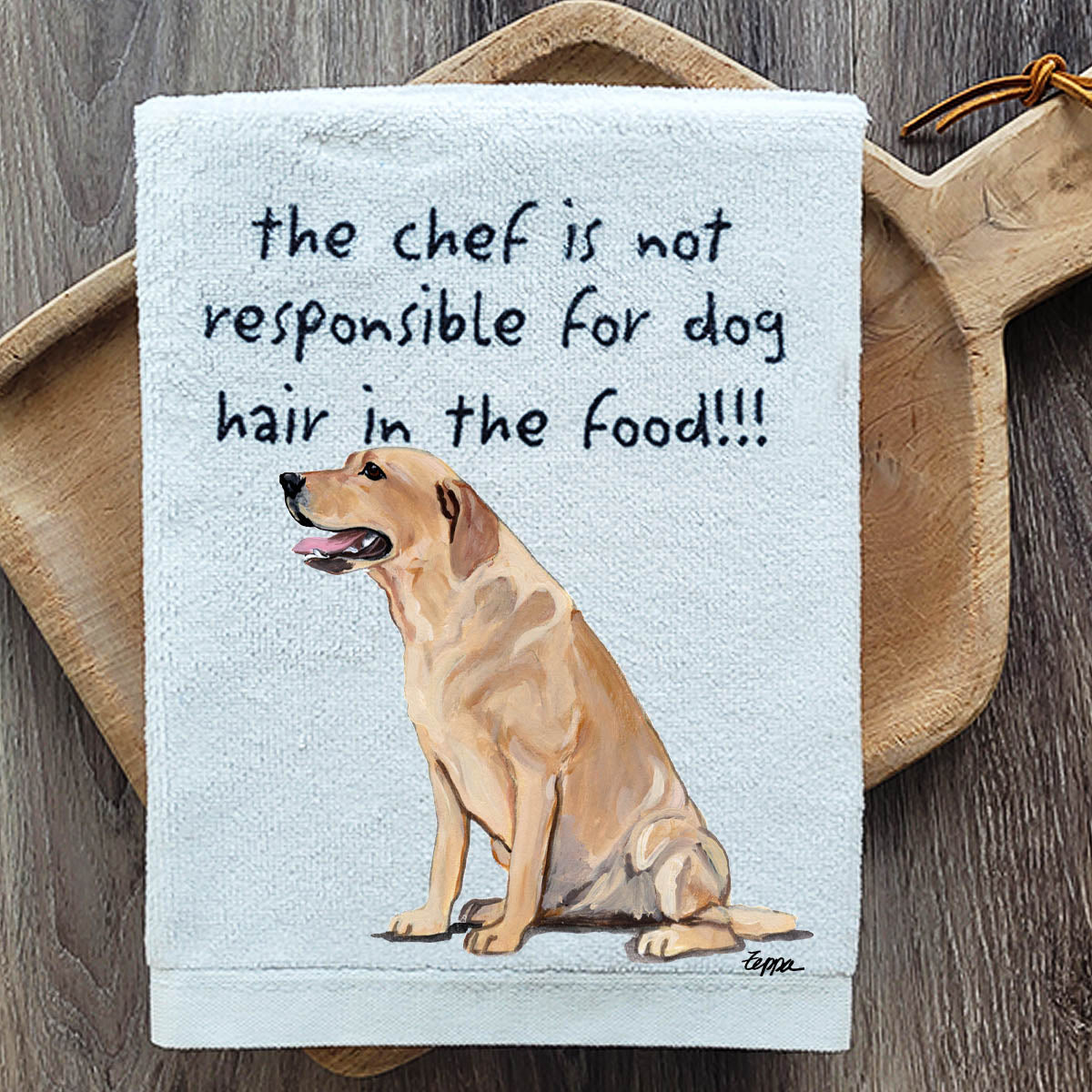 Pawsitively Adorable Yellow Lab Sitting Kitchen Towel