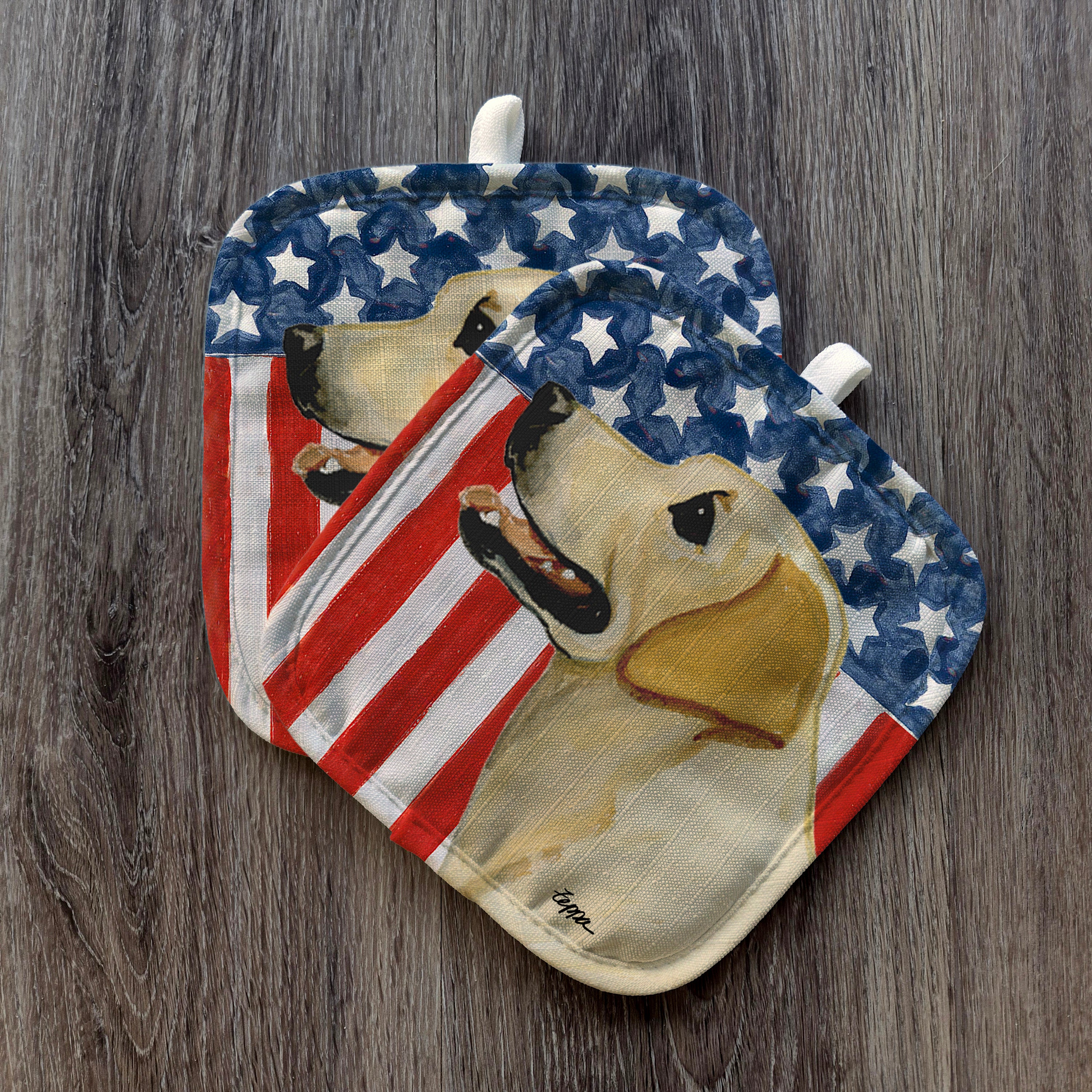 Yellow Lab Americana Pot Holders