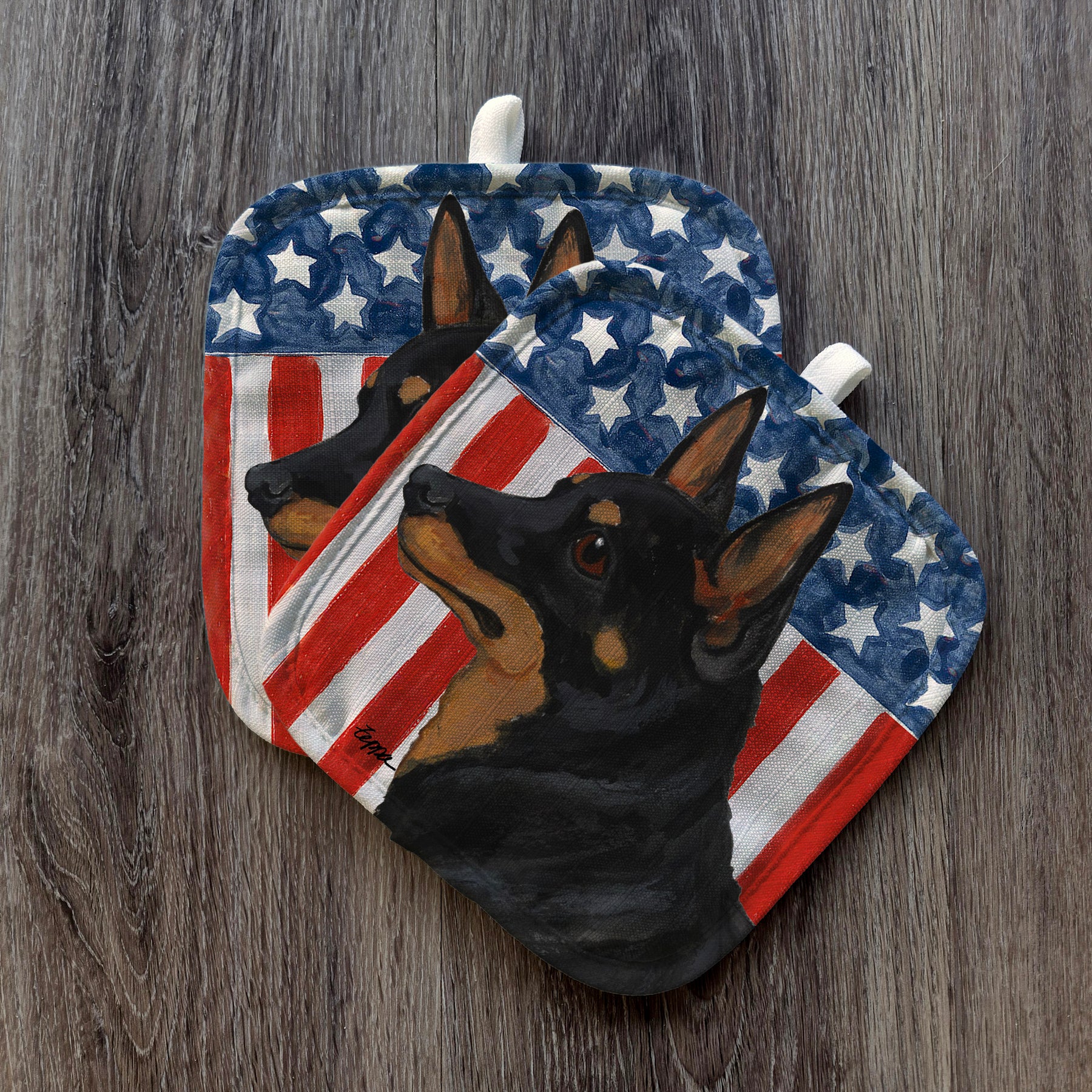 Lancashire Heeler Americana Pot Holders