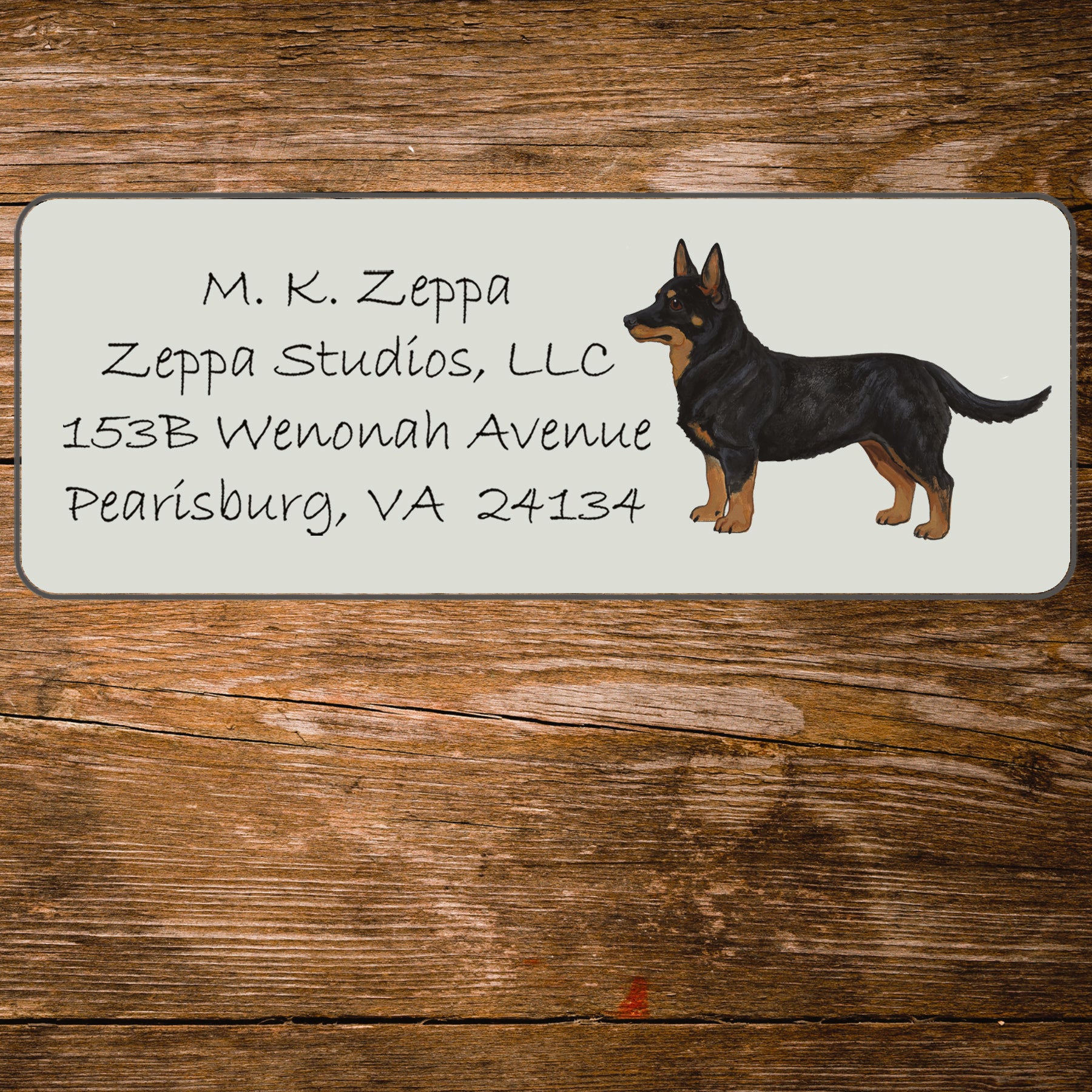 Return Address Label with an illustration of a Lancashire Heeler.