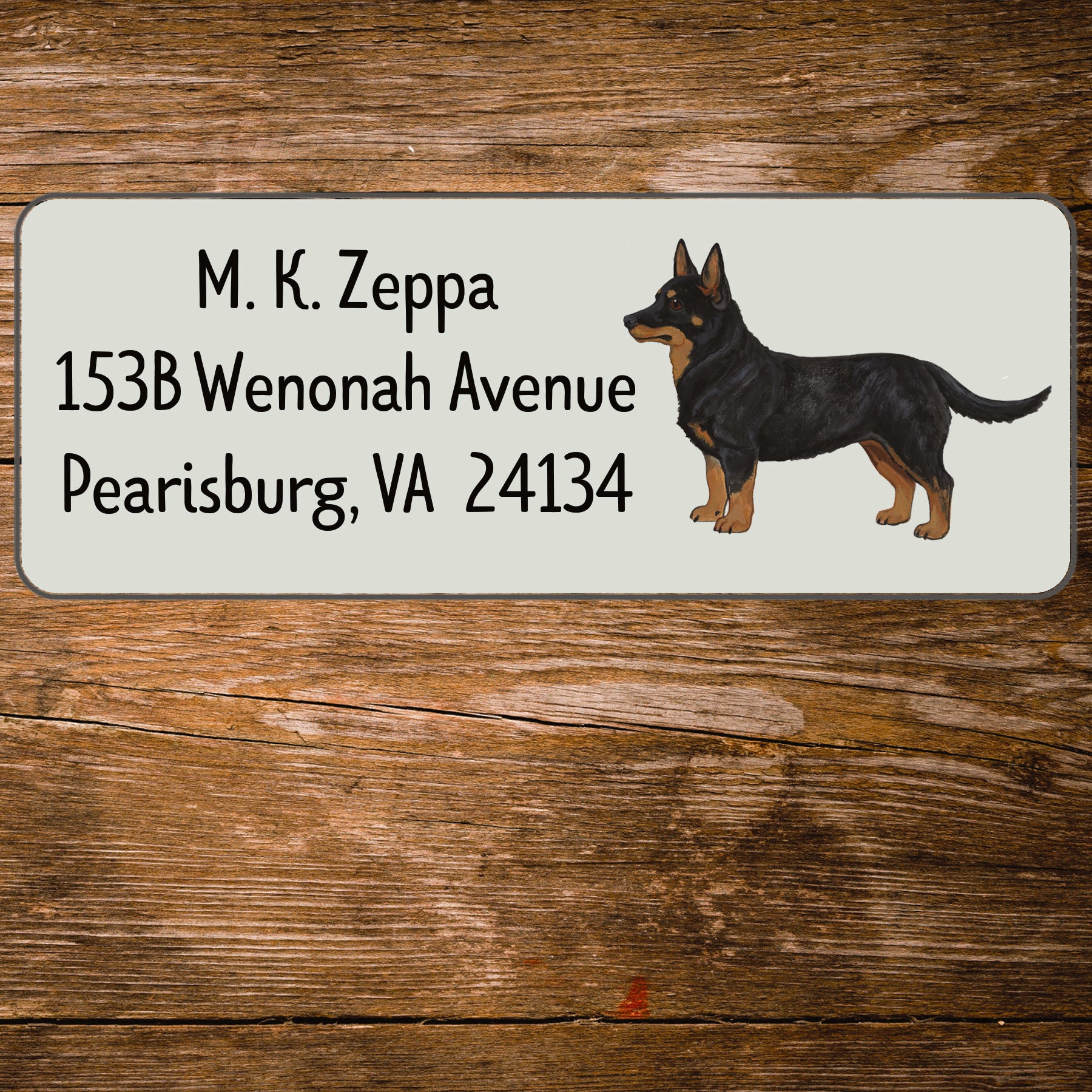 Return Address Label with an illustration of a Lancashire Heeler.