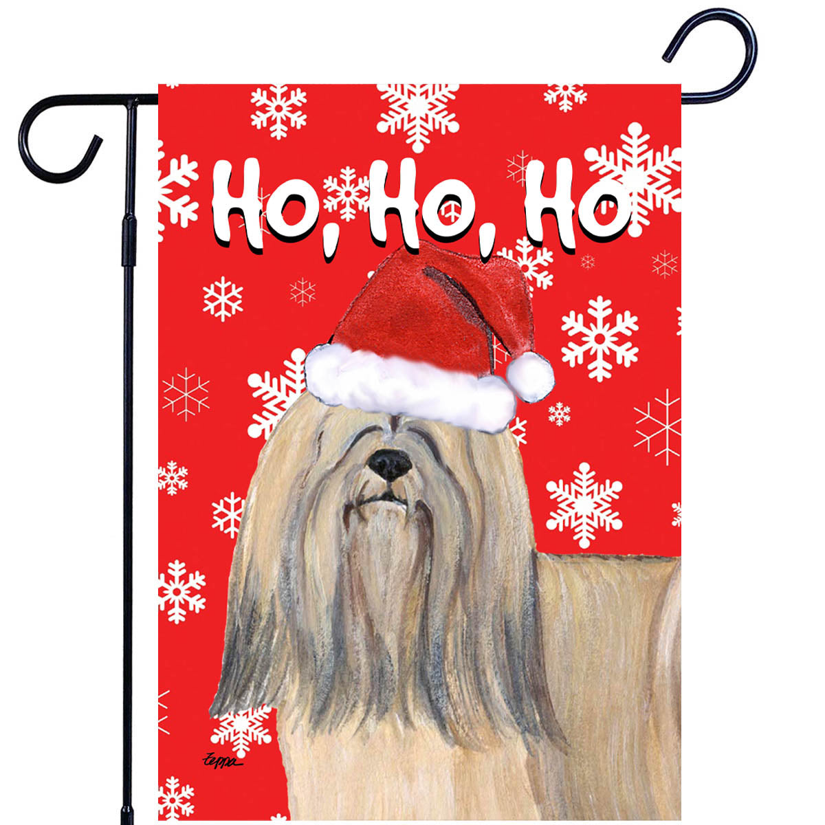 Lhasa Apso Ho Ho Ho Garden Flag