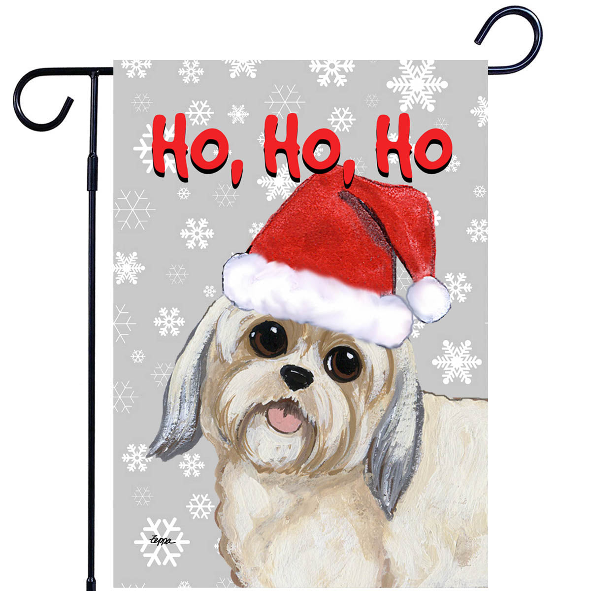 Lhasa Apso Ho Ho Ho Garden Flag