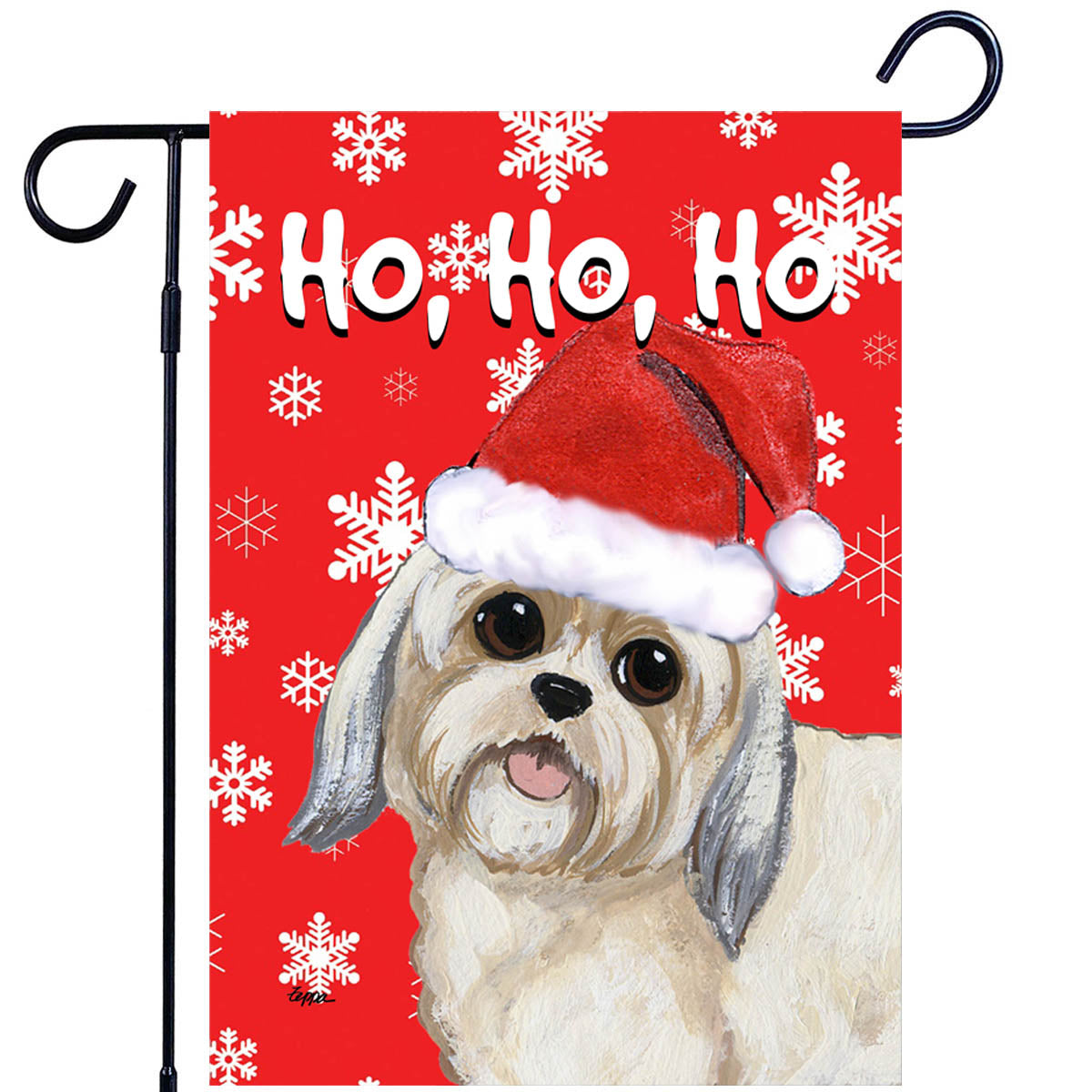 Lhasa Apso Ho Ho Ho Garden Flag