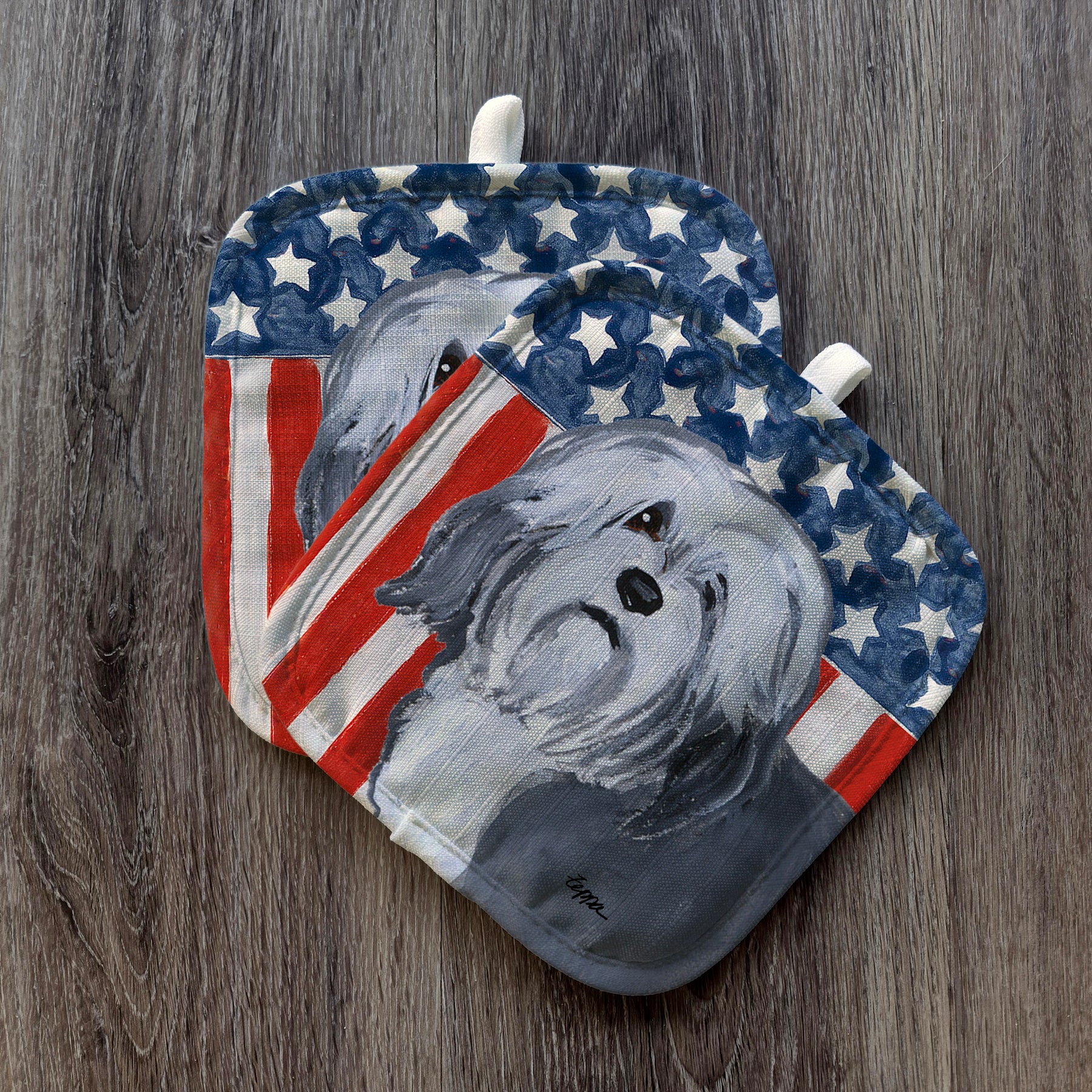 Lowchen Americana Pot Holders