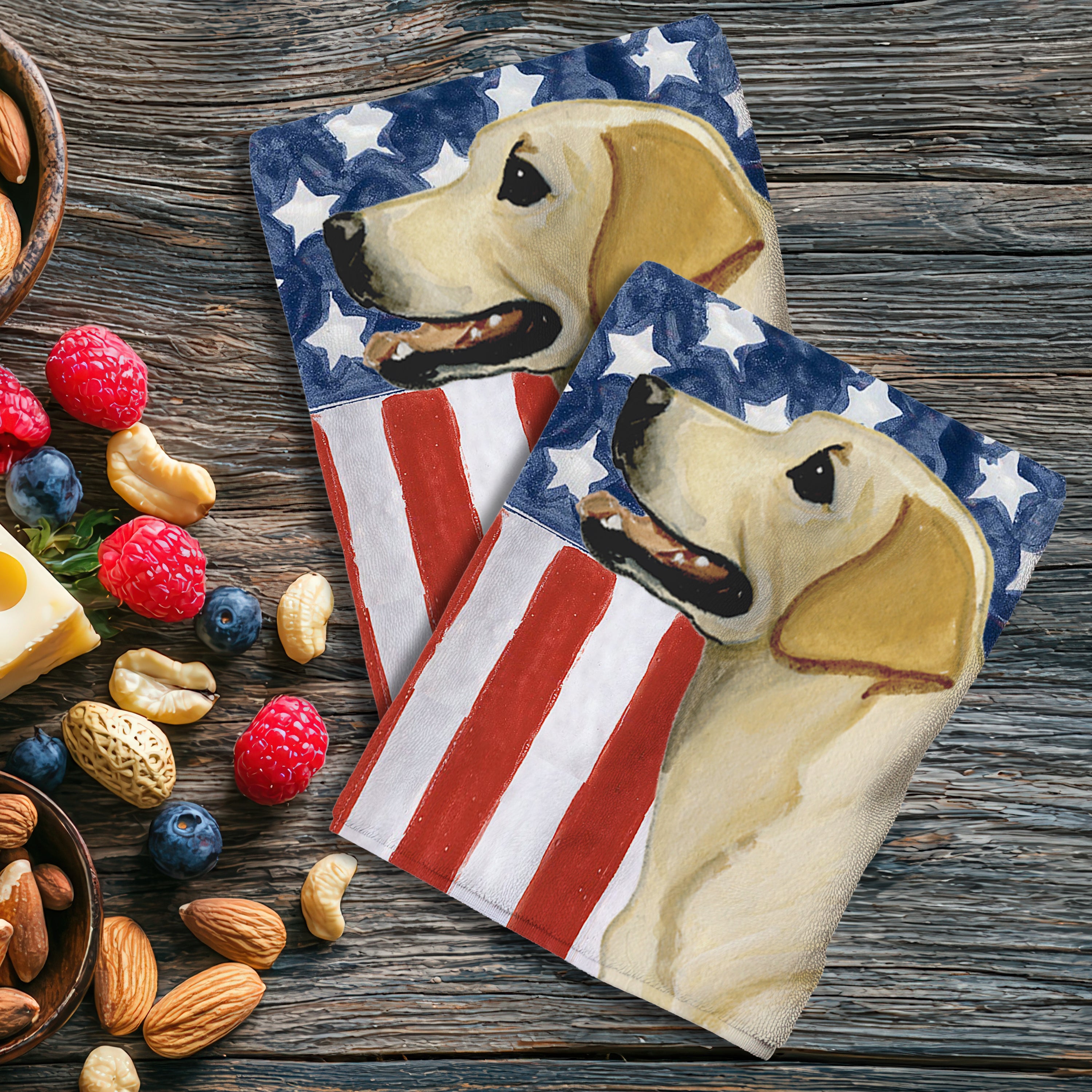 Standing Yellow Lab Americana Kitchen Towels Set