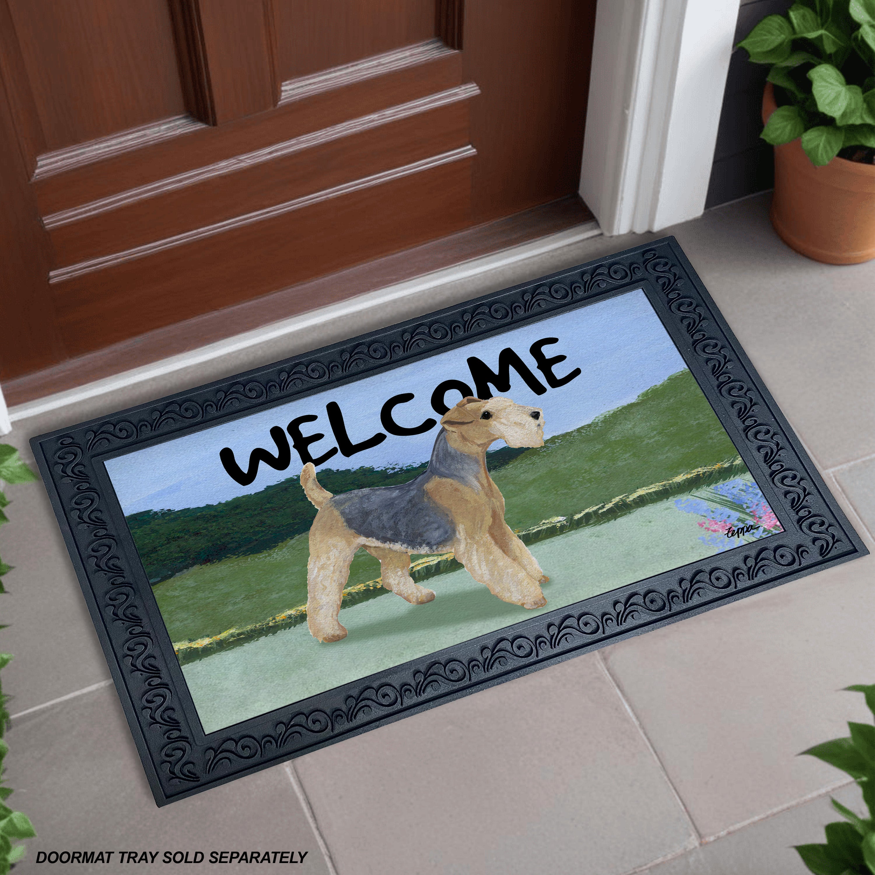 Lakeland Terrier Yard Scene Welcome Mat