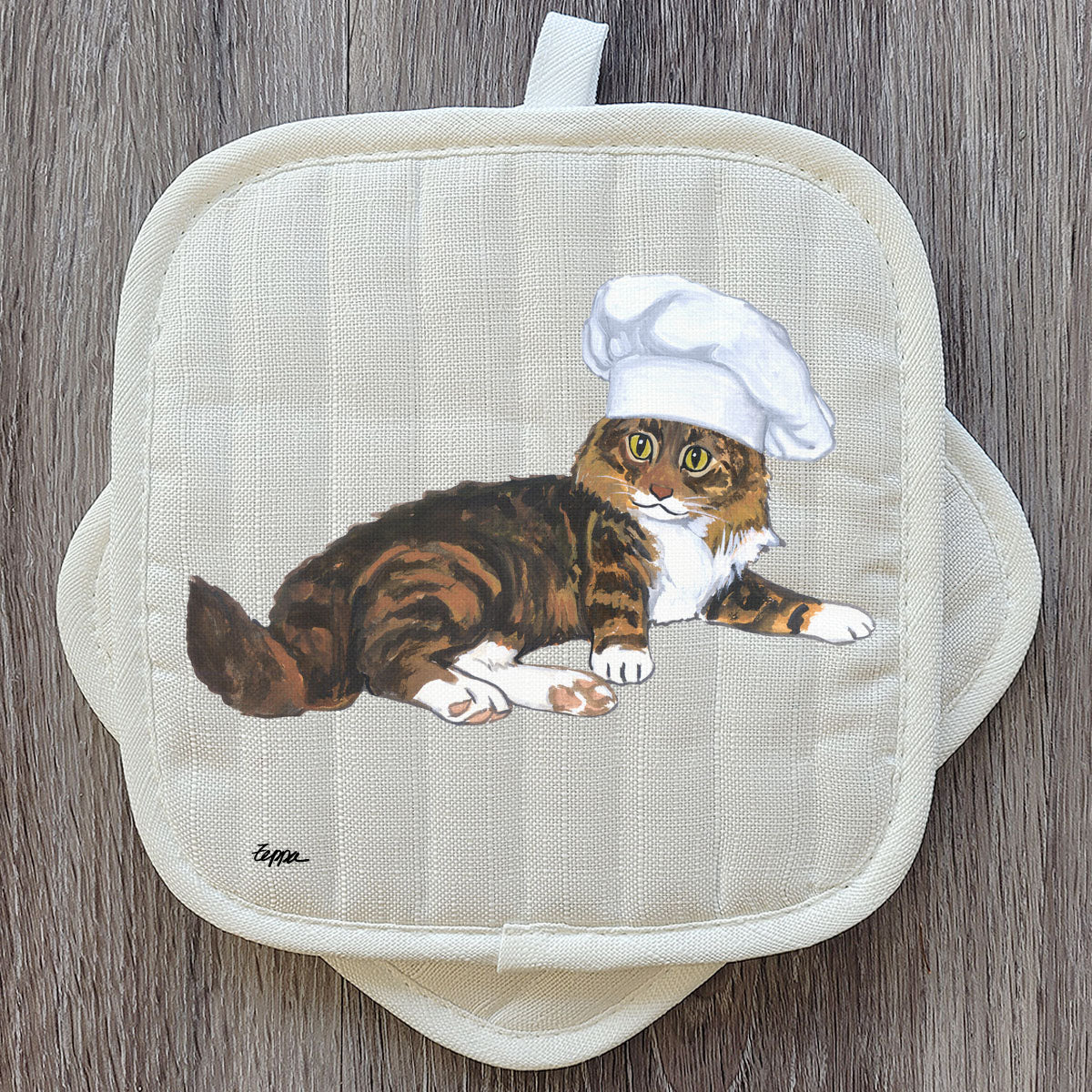 Pot Holder Set with Maine Coon Cat Design