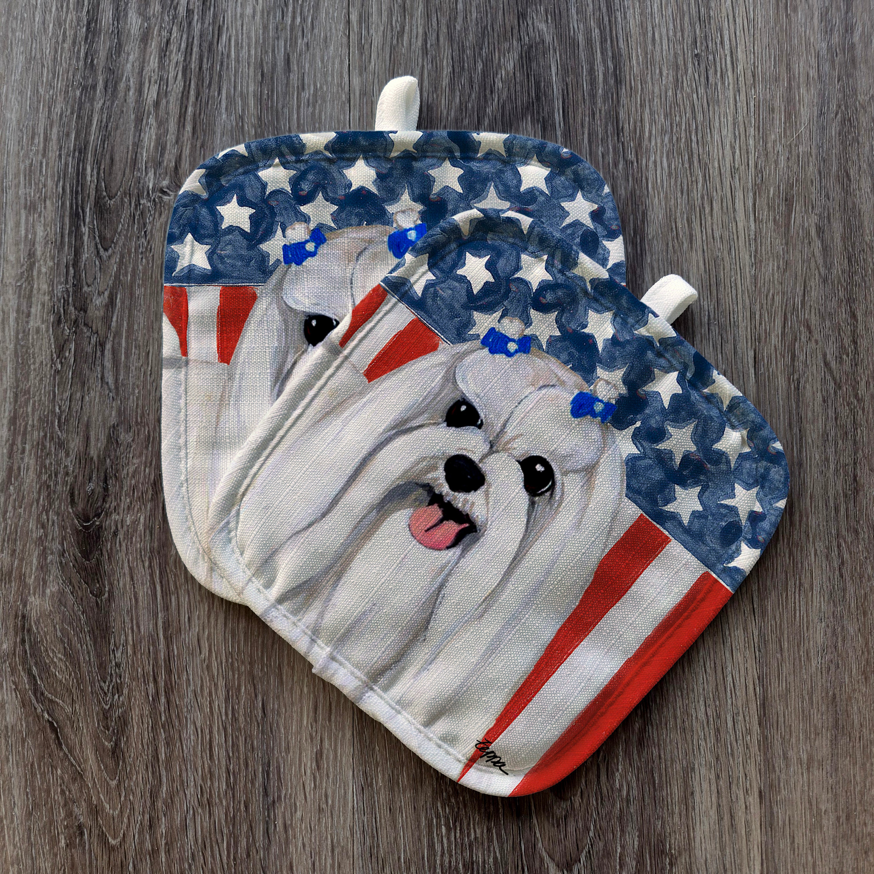 Maltese Americana Pot Holders