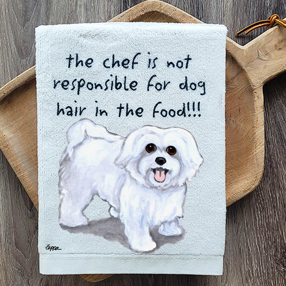 Pawsitively Adorable Maltese Puppy Clip Kitchen Towel