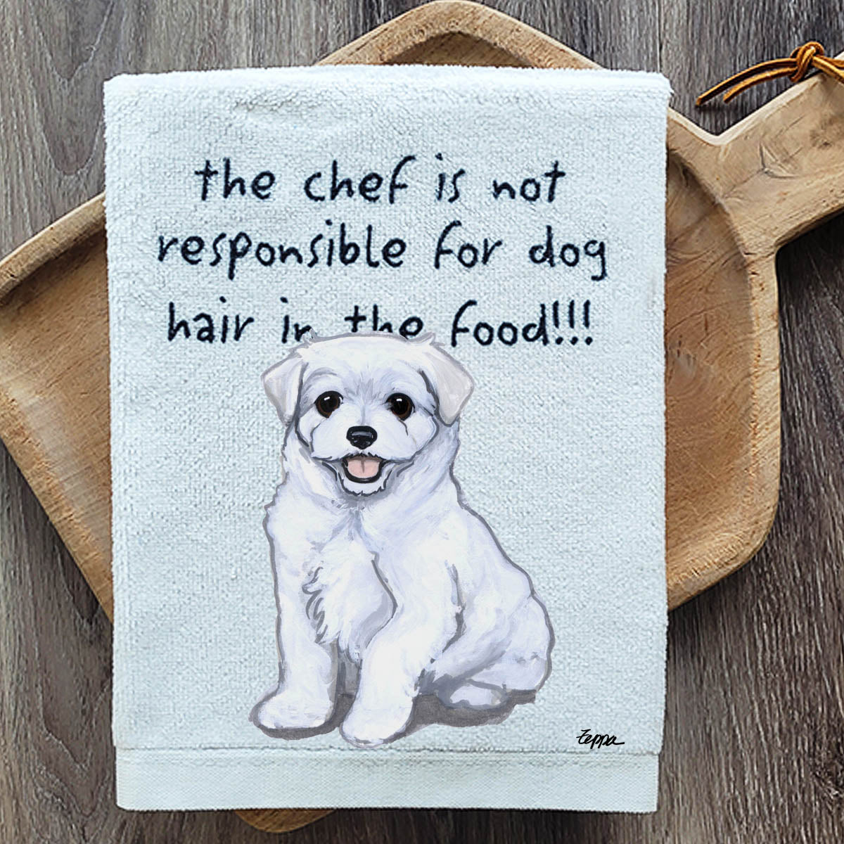Pawsitively Adorable Maltese Puppy Kitchen Towel