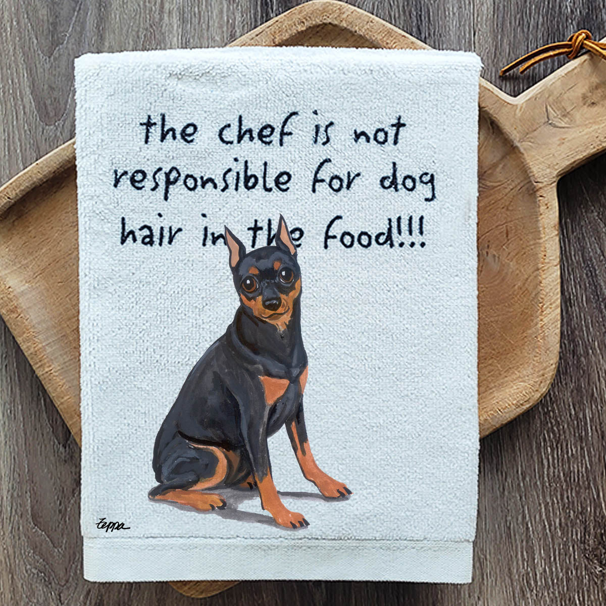Pawsitively Adorable Min Pin Kitchen Towel