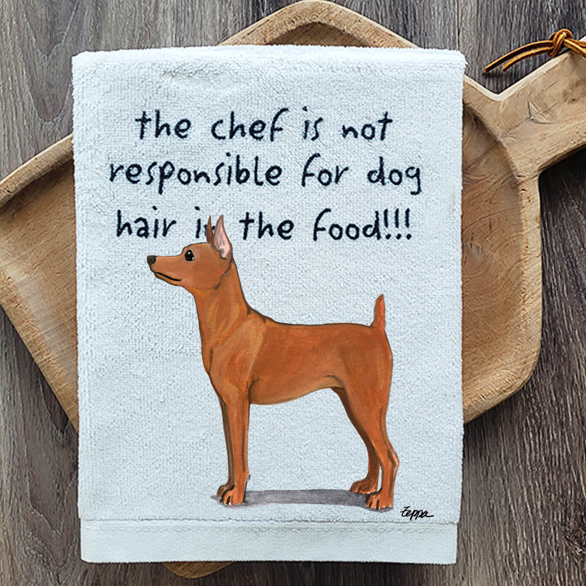 Pawsitively Adorable Red Min Pin Kitchen Towel