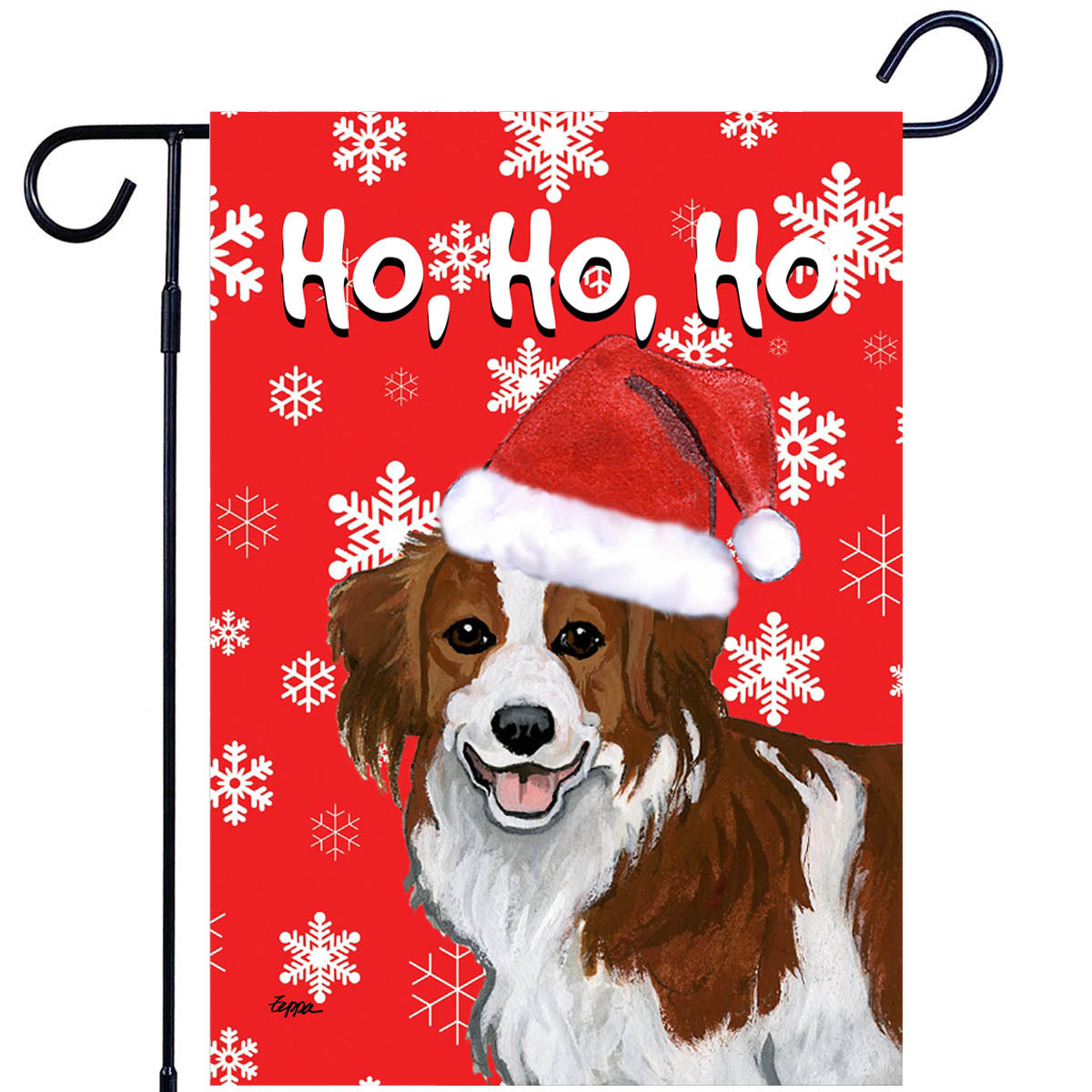 Nederlandse Kooikerhondje Ho Ho Ho Garden Flag