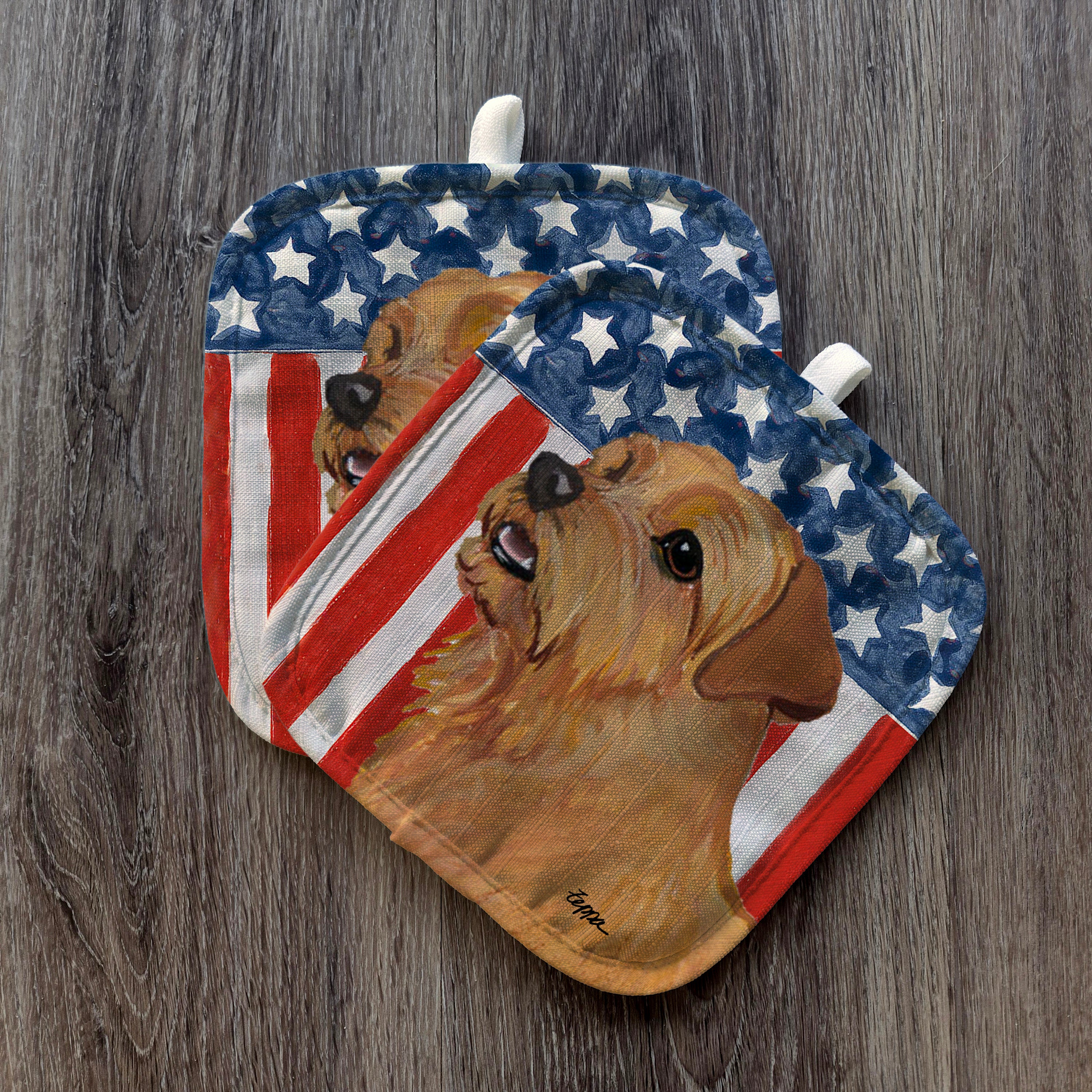 Norfolk Terrier Americana Pot Holders