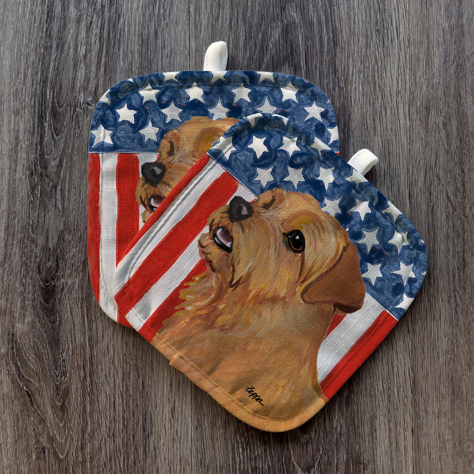 Norfolk Terrier Americana Pot Holders