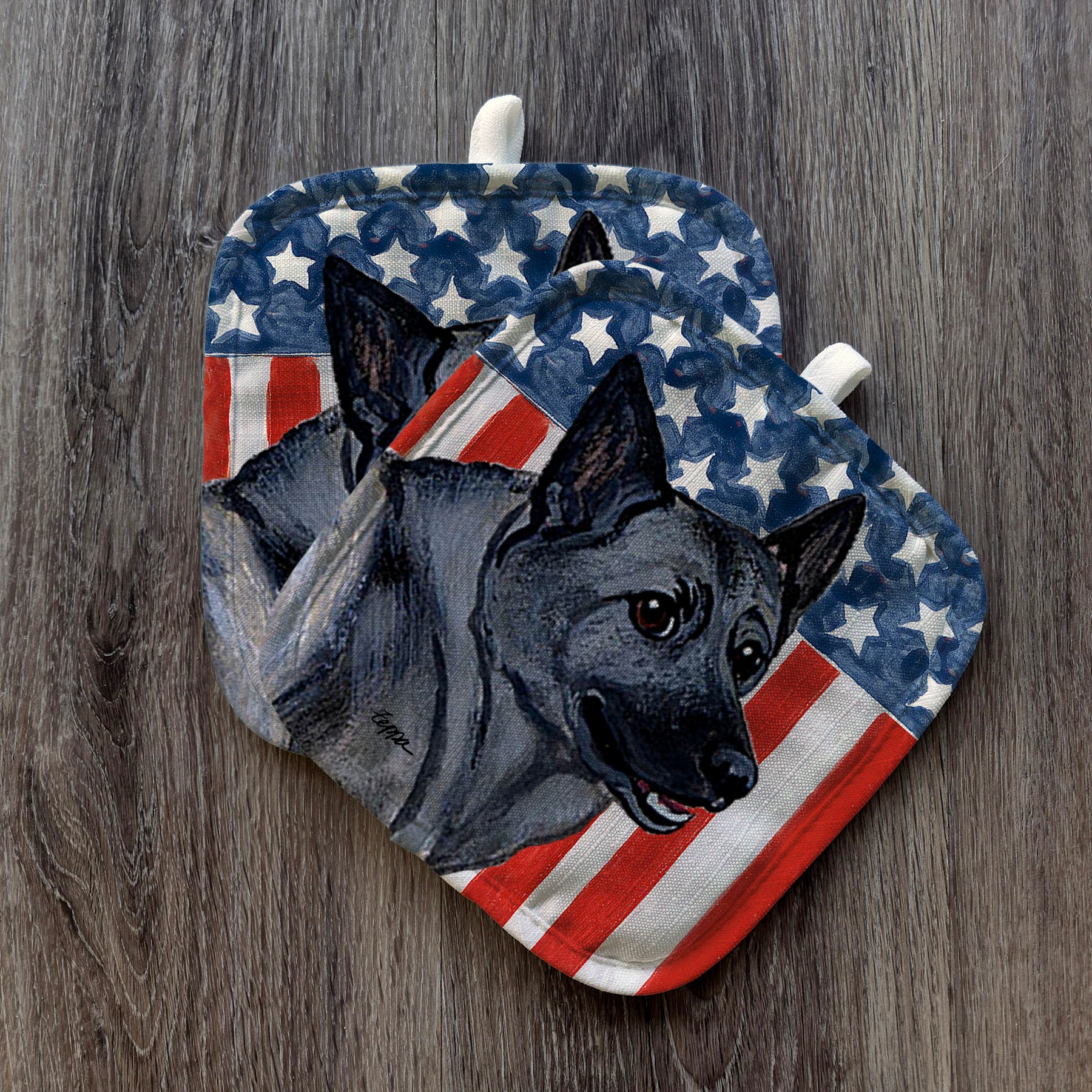 Norwegian Elkhound Americana Pot Holders