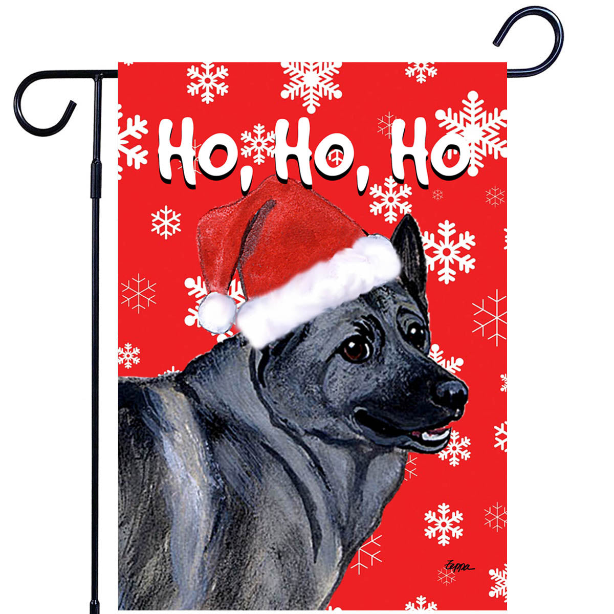 Norwegian Elkhound Ho Ho Ho Garden Flag