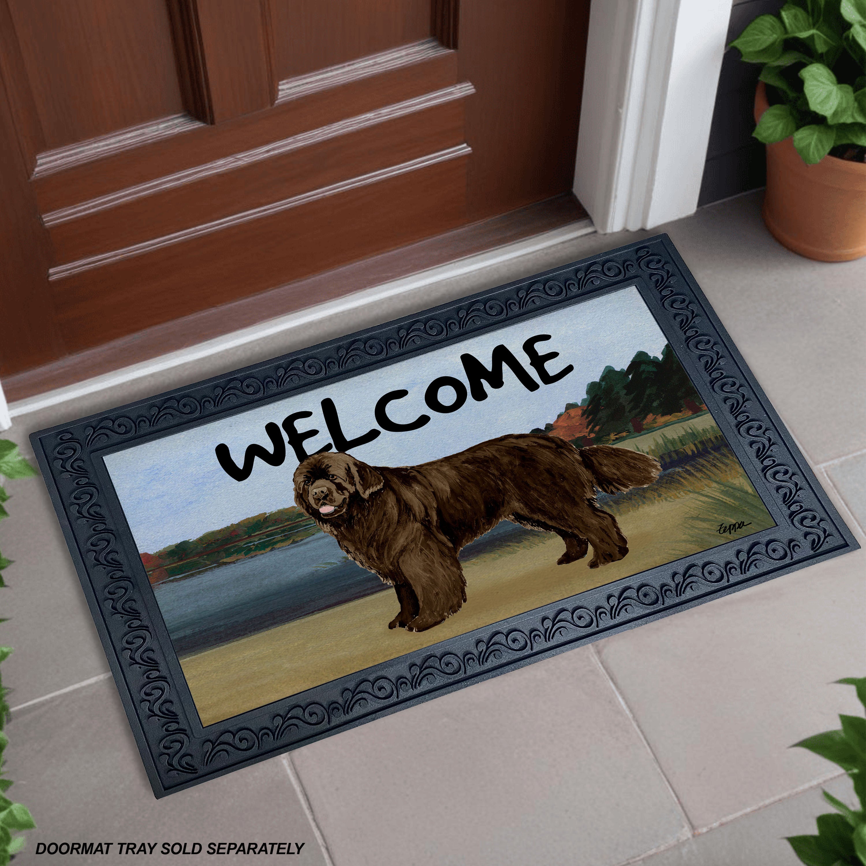 Brown Newfoundland Lake Scene Welcome Mat