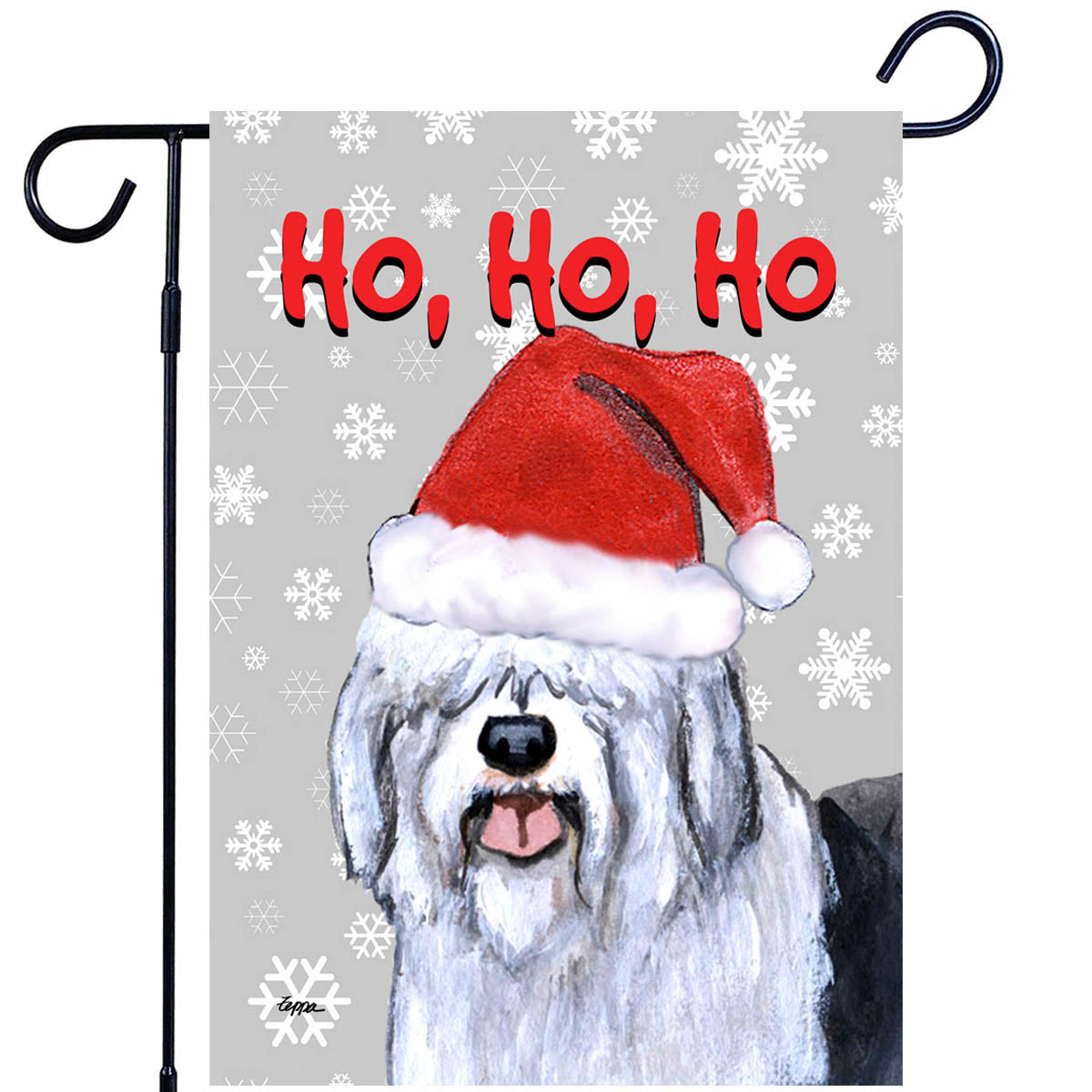 Old English Sheepdog Ho Ho Ho Garden Flag