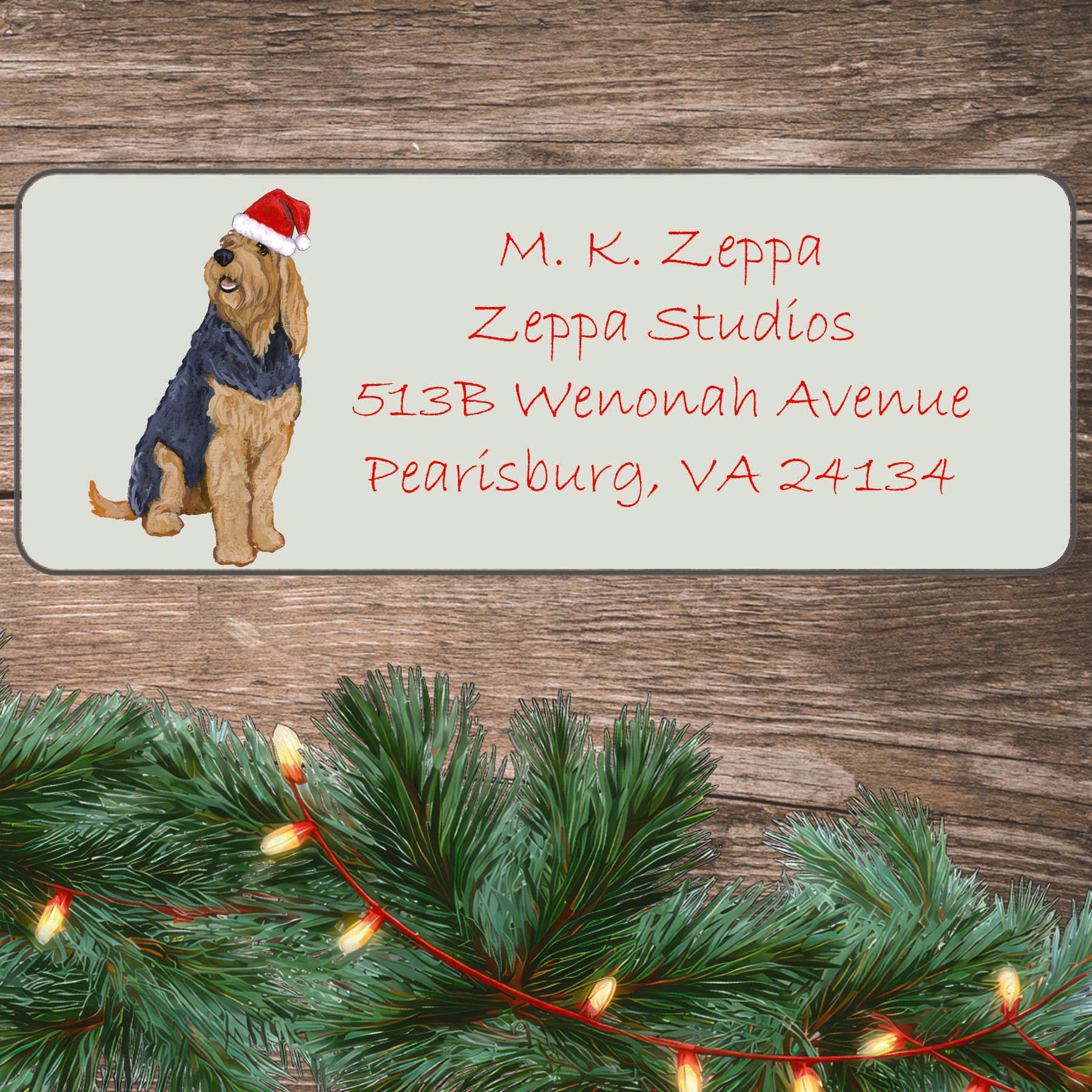 Otterhound Christmas Return Address Label