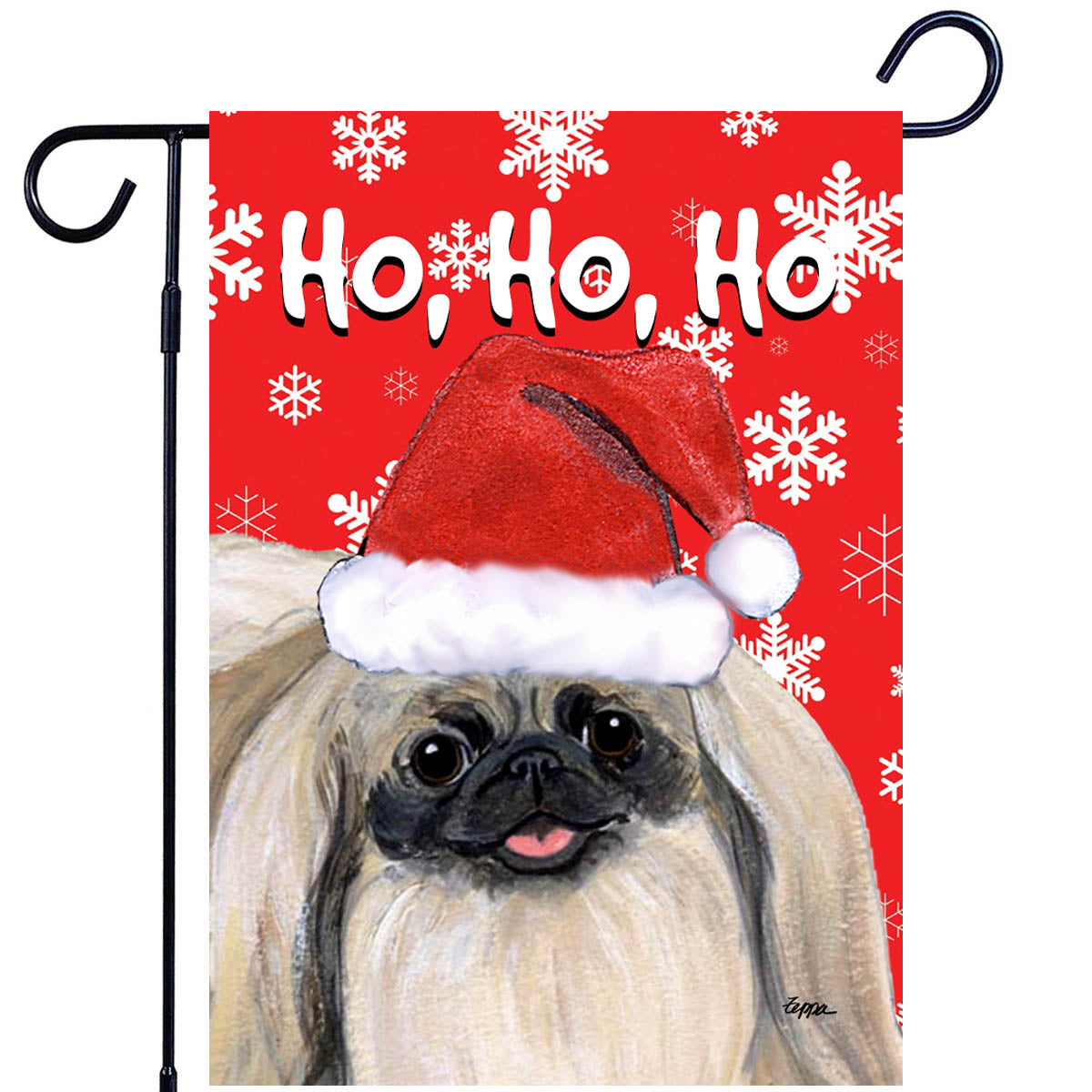 Pekingese Ho Ho Ho Garden Flag