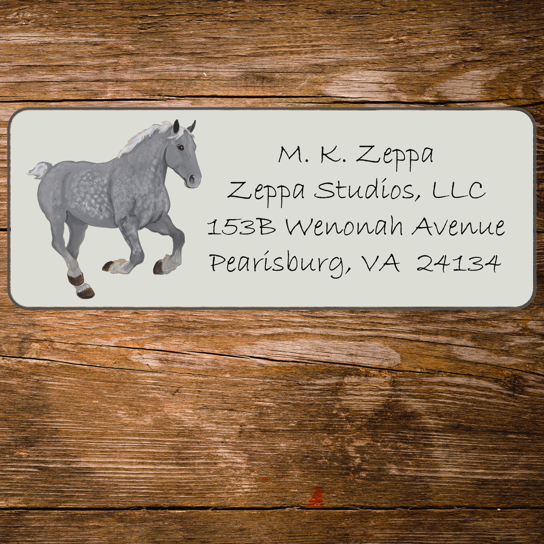 Address Label with an illustration  of a Percheron Horse