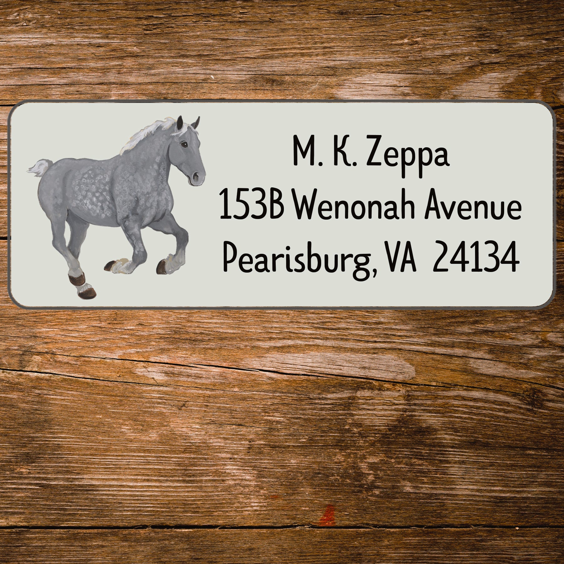 Address Label with an illustration  of a Percheron Horse