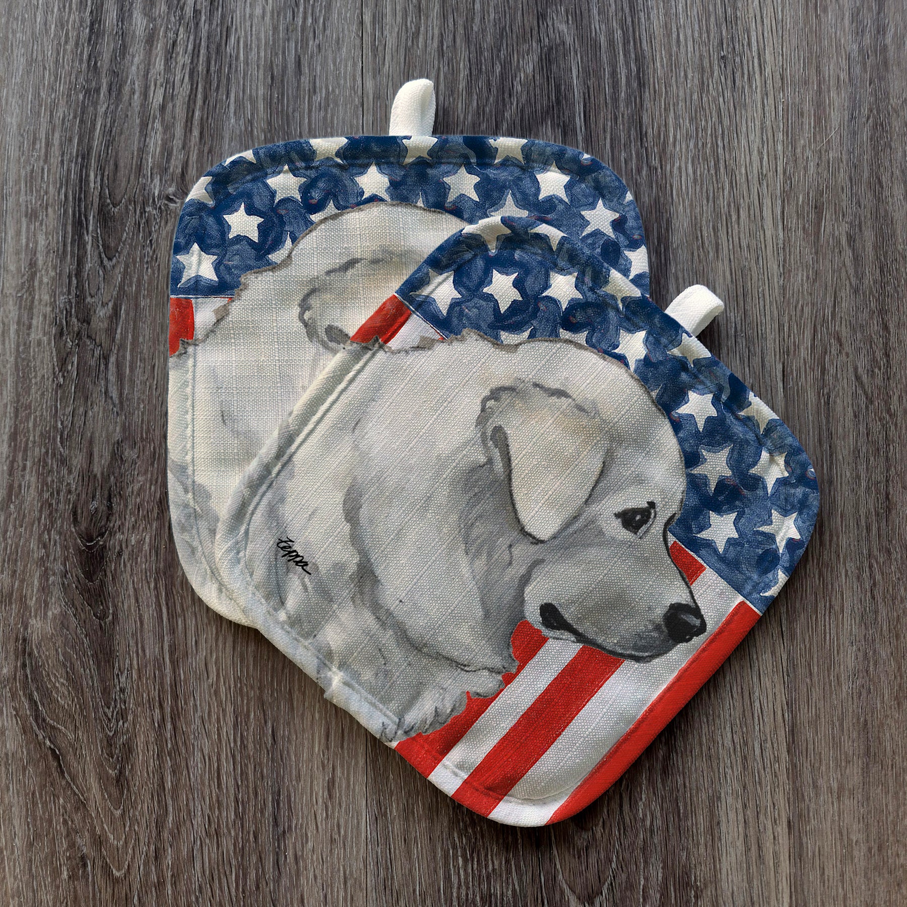 Polish Tatra Sheepdog Americana Pot Holder Set