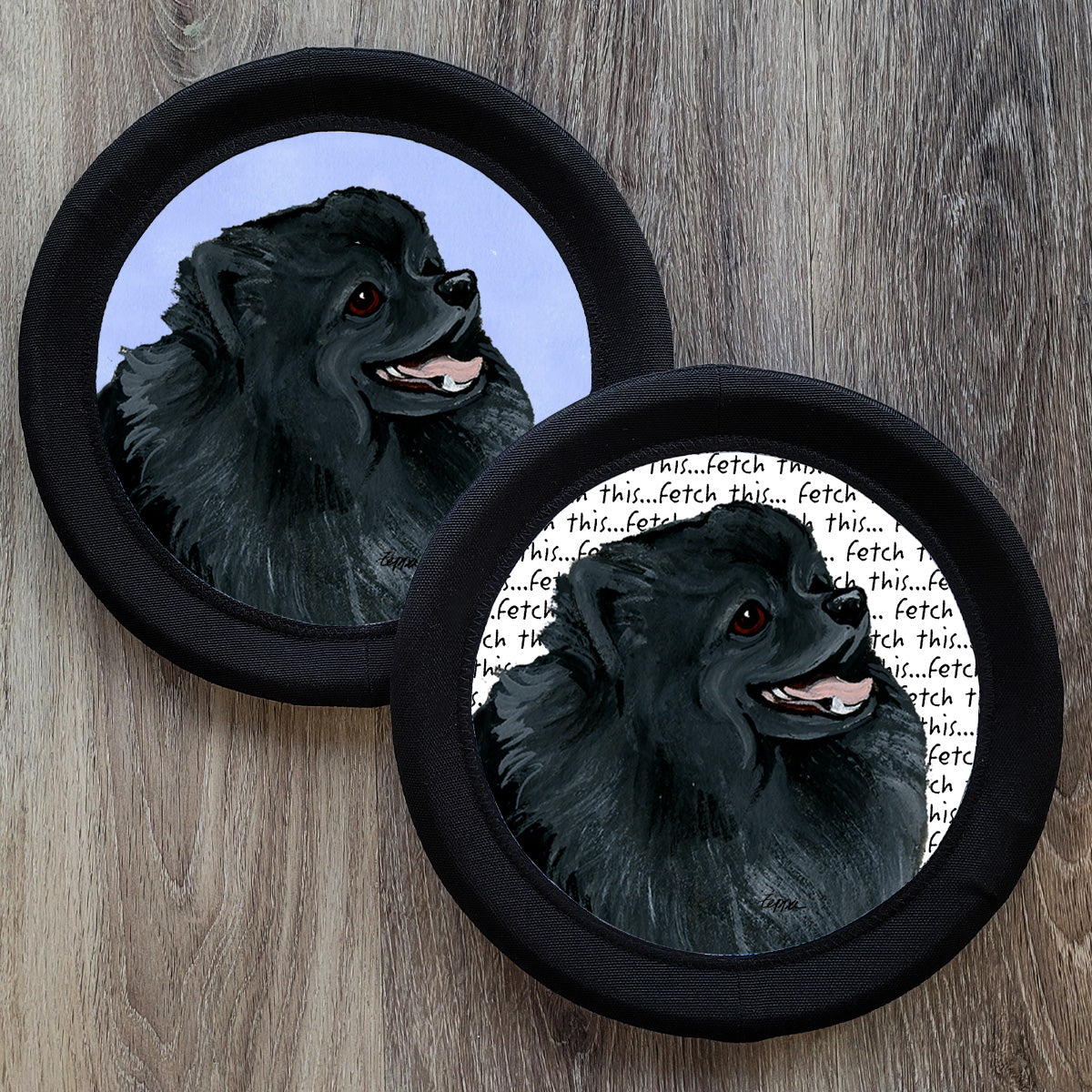 Black Pomeranian FotoFrisby Flying Disk Dog Toy