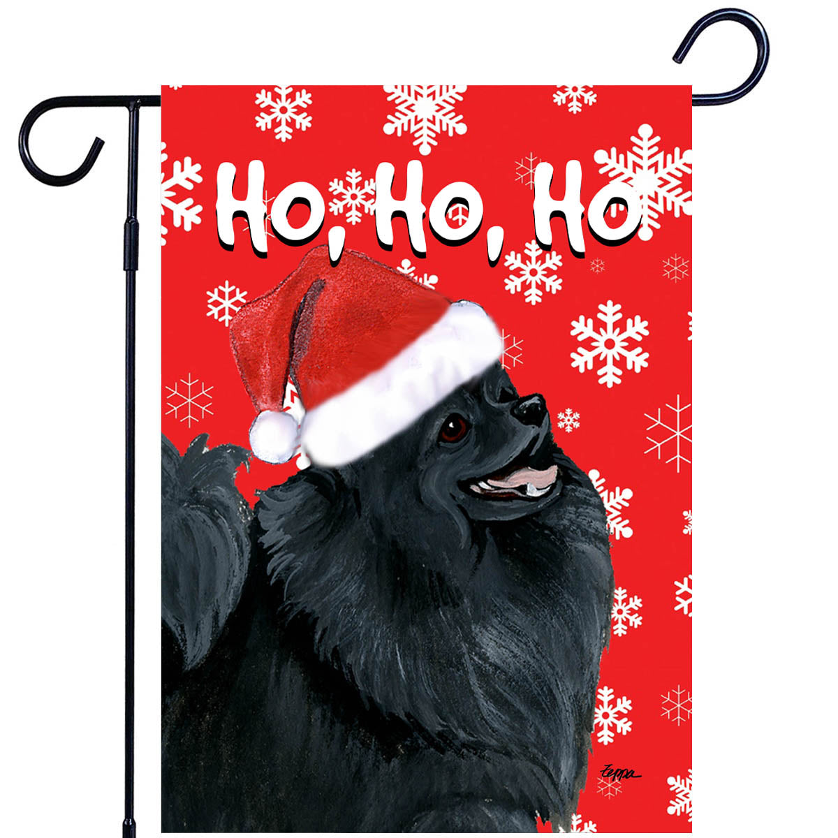 Pomeranian Ho Ho Ho Garden Flag