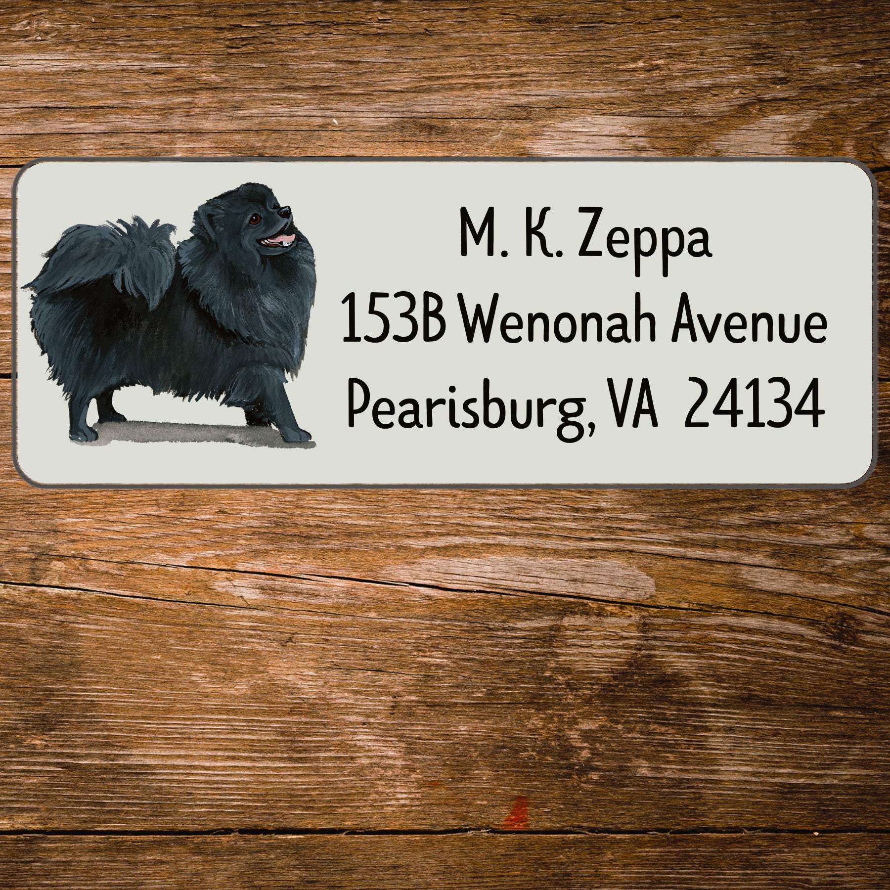 Return address label with a Pomeranian Dog illustration