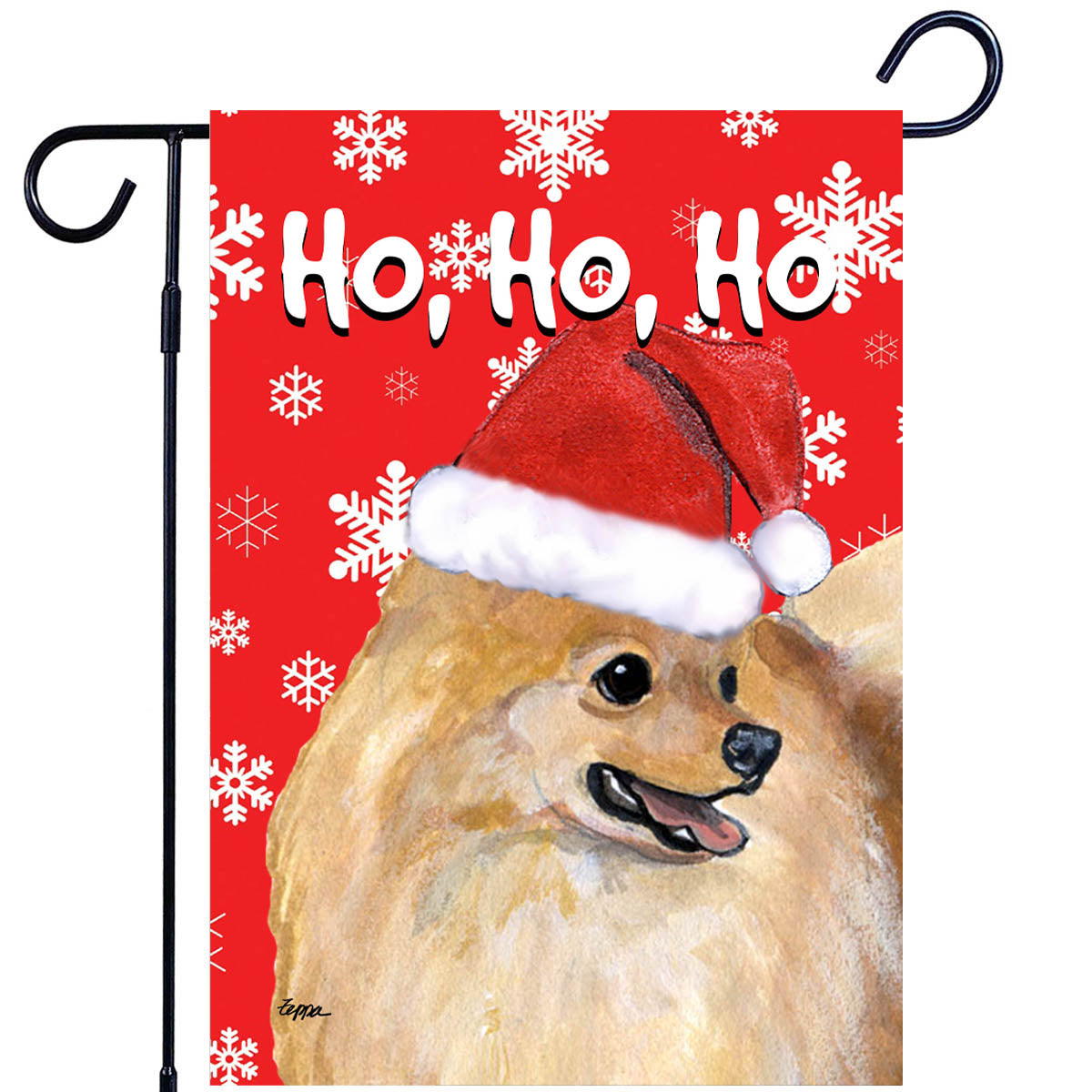 Pomeranian Ho Ho Ho Garden Flag