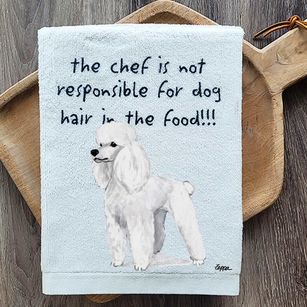 White Poodle Kitchen Towel