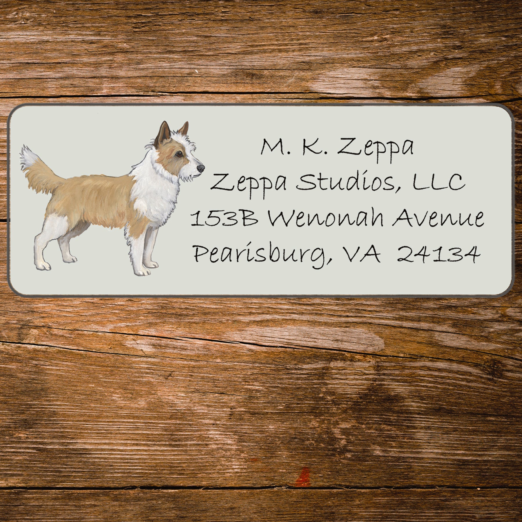 Return address label with an illustration of a Portuguese Podengo Pequeno