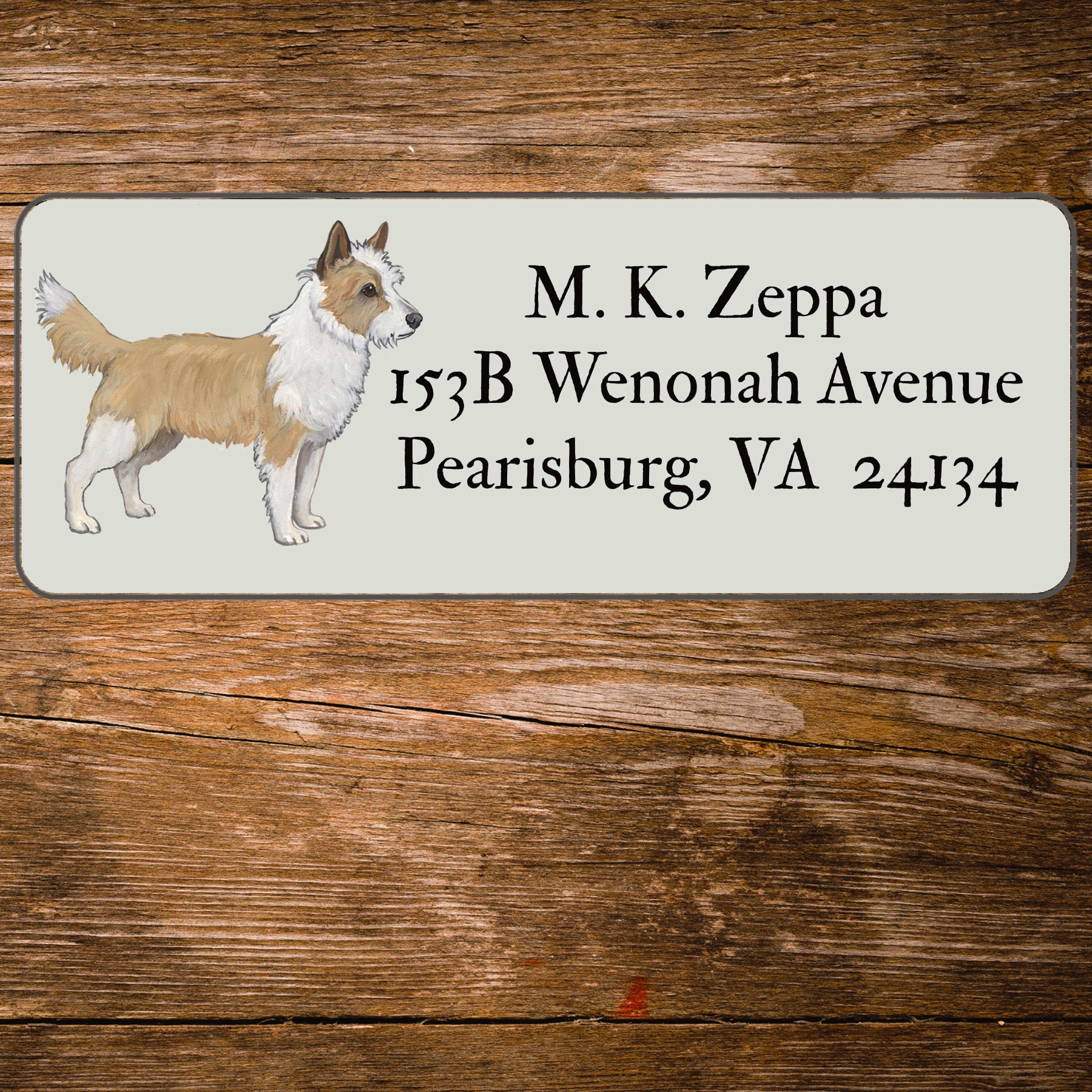 Return address label with an illustration of a Portuguese Podengo Pequeno