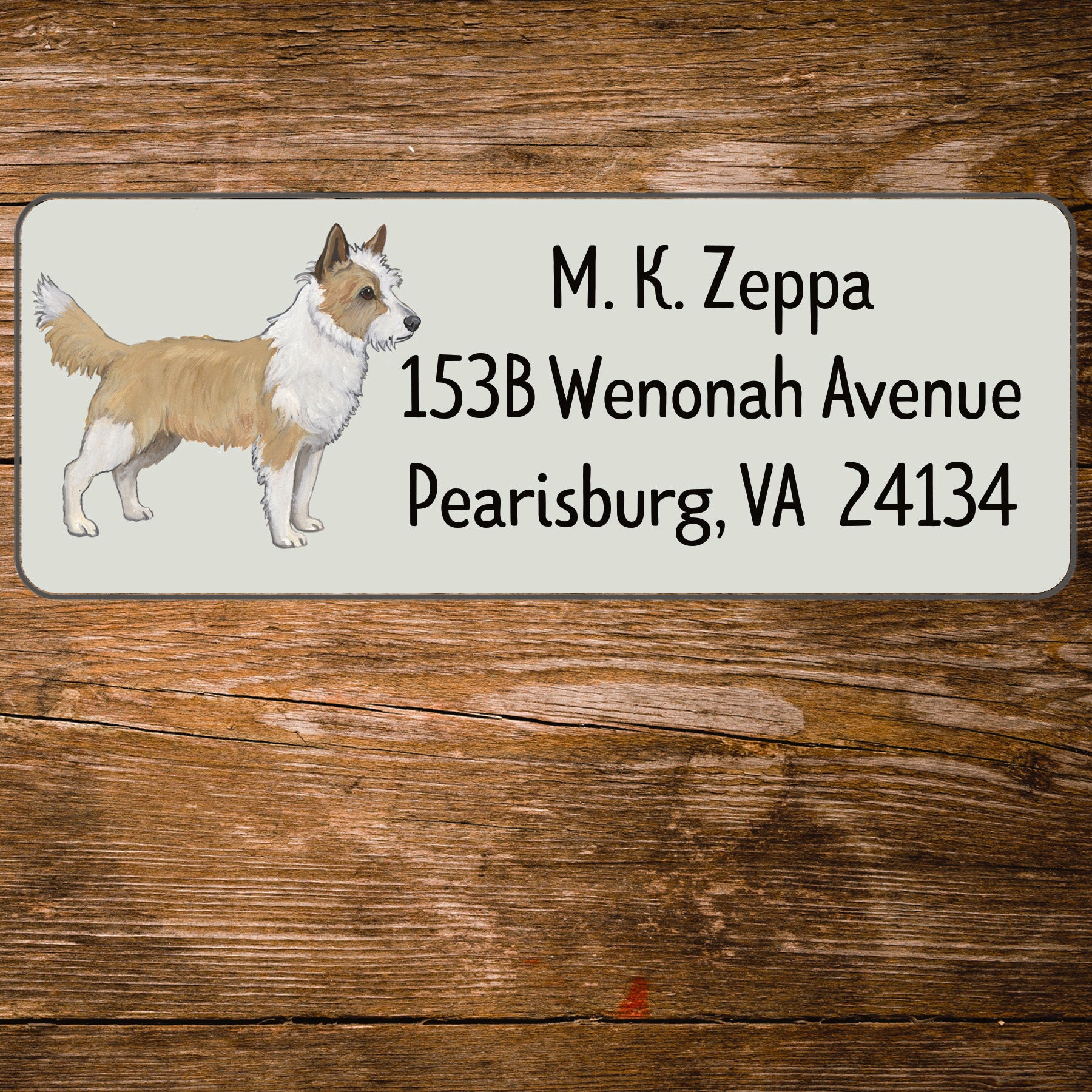 Return address label with an illustration of a Portuguese Podengo Pequeno