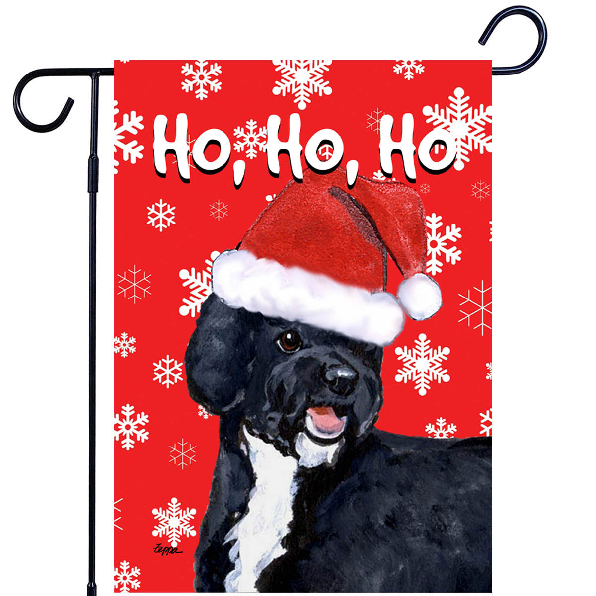 Portuguese Water Dog Ho Ho Ho Garden Flag