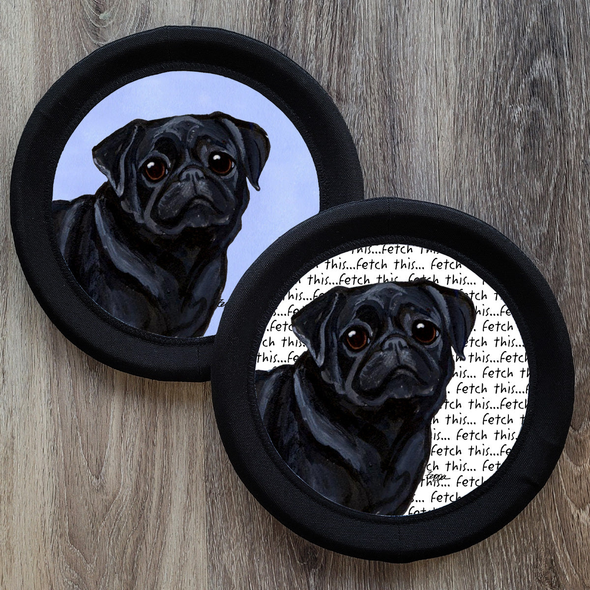 Black Pug FotoFrisby Flying Disk Dog Toy
