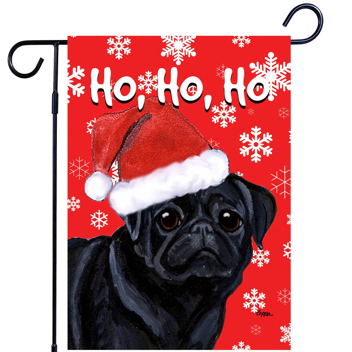 Pug Ho Ho Ho Garden Flag