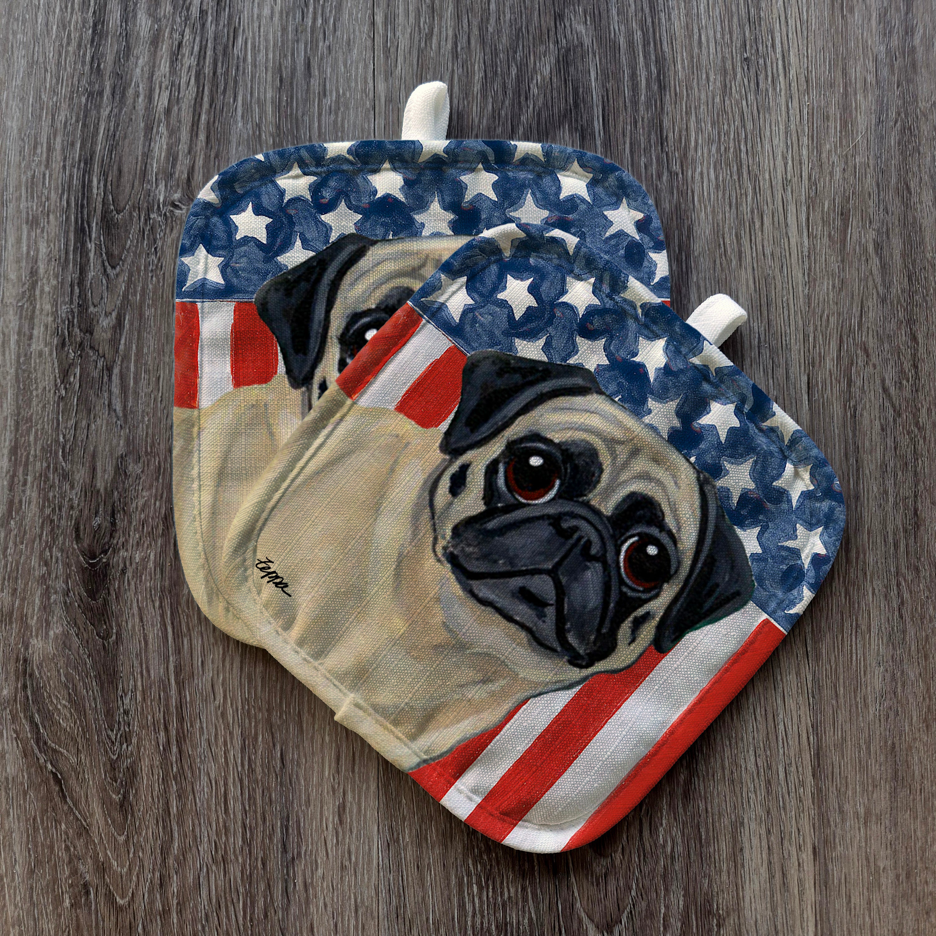 Pug Americana Pot Holders