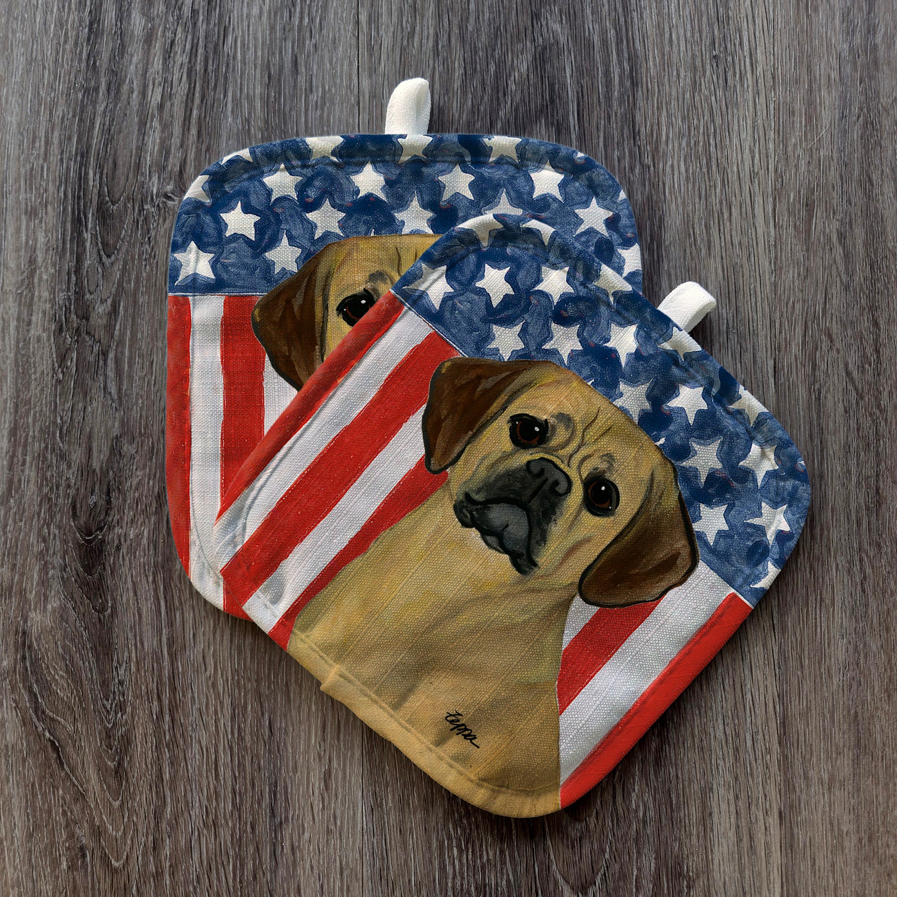 Puggle Americana Pot Holders