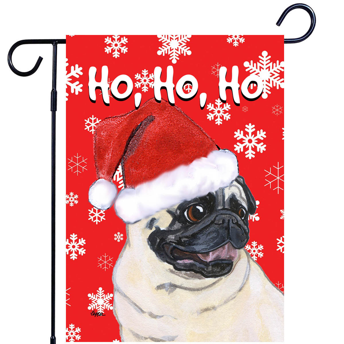 Pug Ho Ho Ho Garden Flag