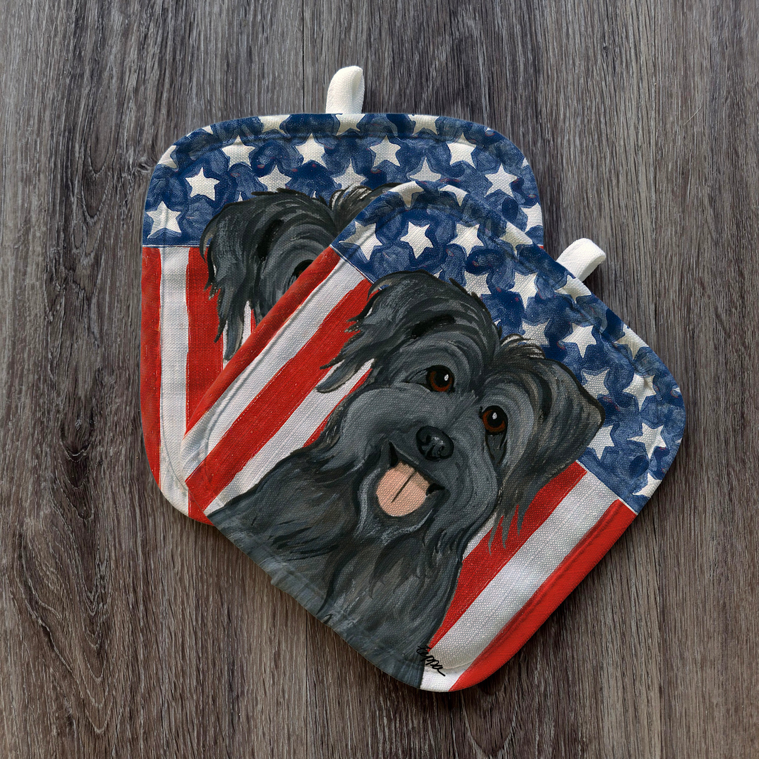 Pyrenean Shepherd Americana Pot Holders