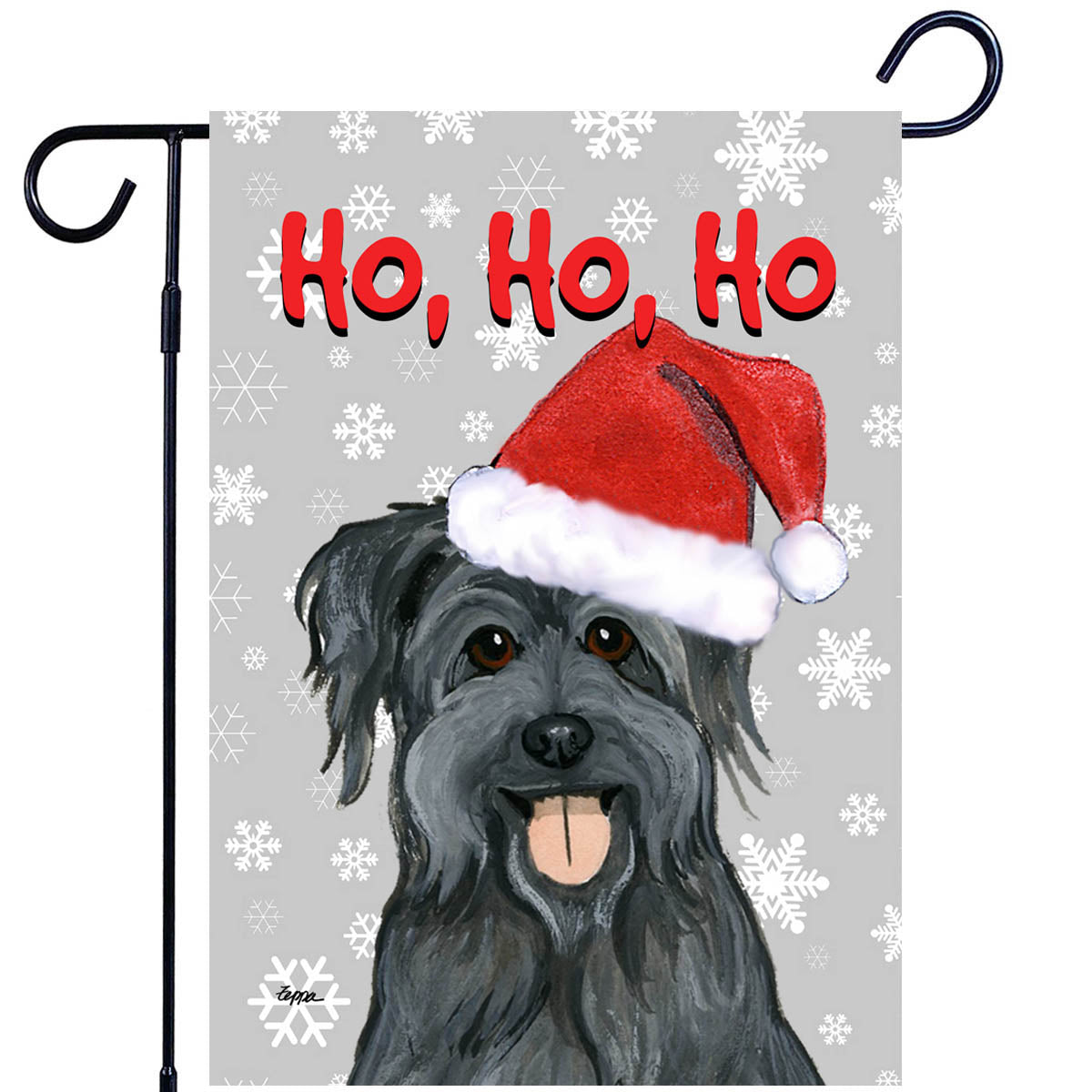 Pyrenean Shepherd Ho Ho Ho Garden Flag