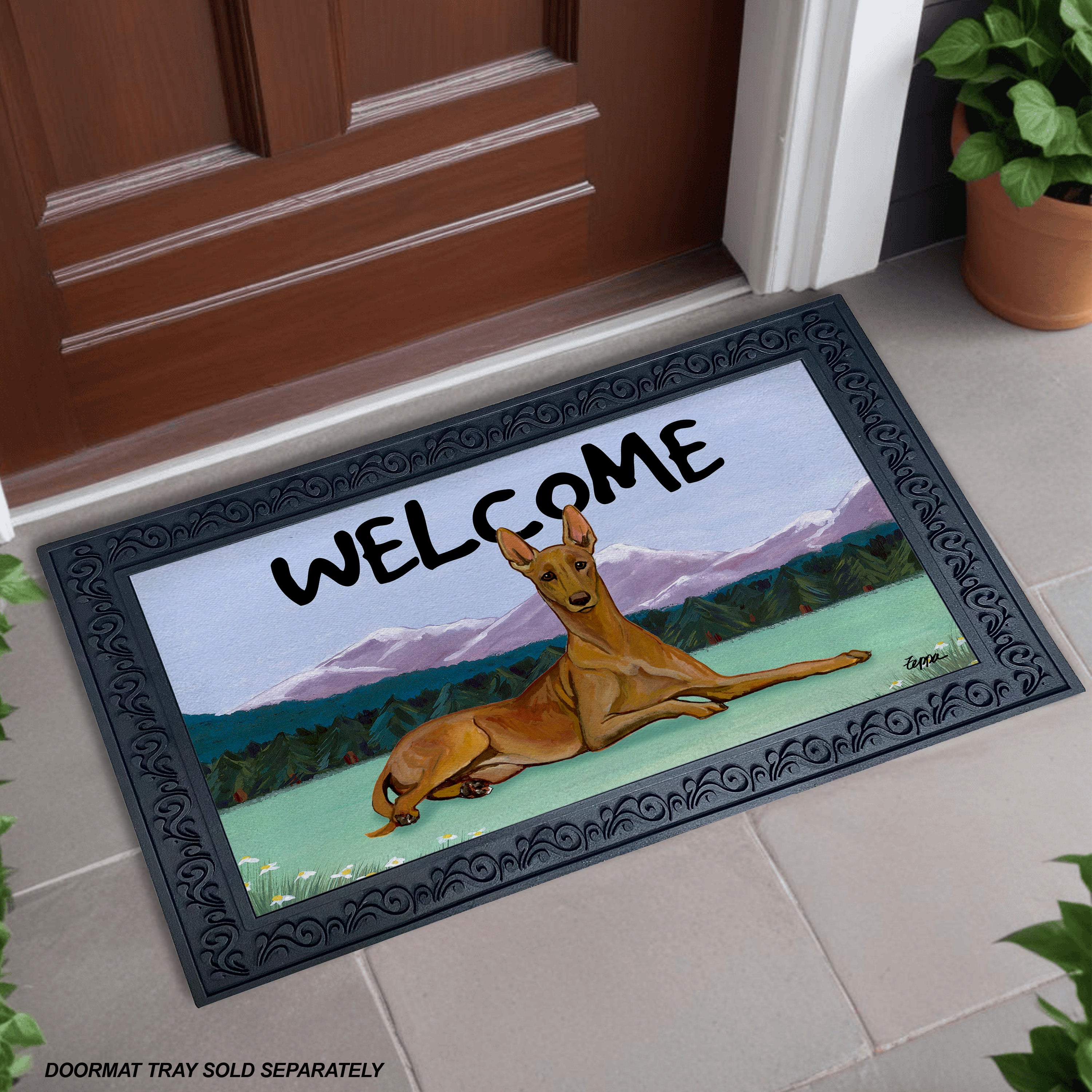 Pharaoh Hound Mountain Scene Welcome Mat