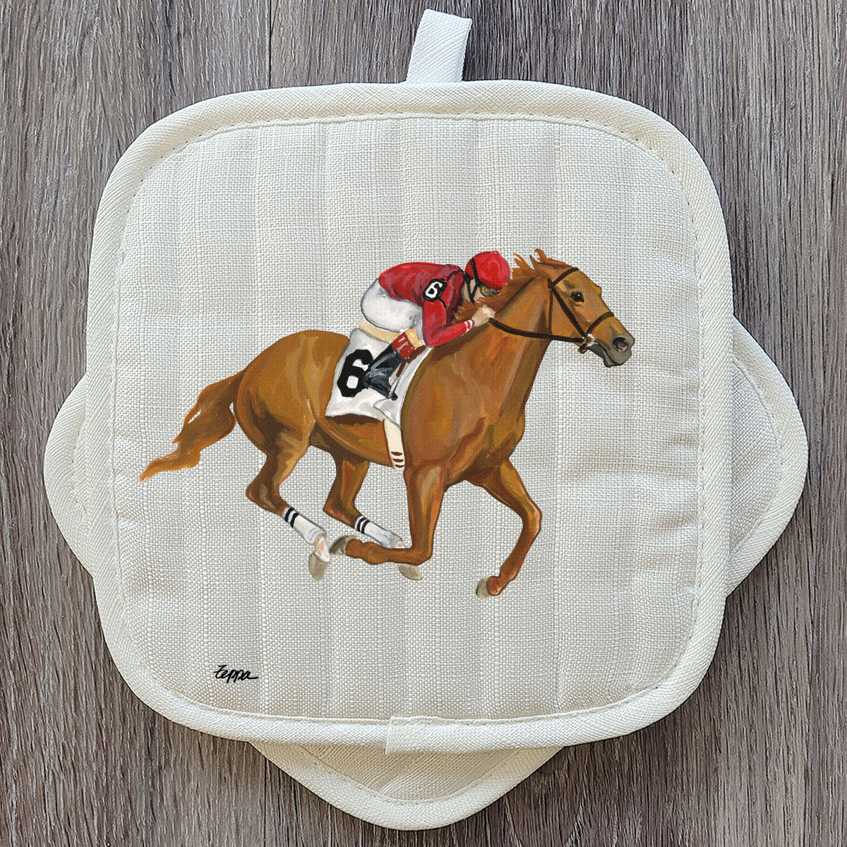 Pot Holder Set with Race Horse Design